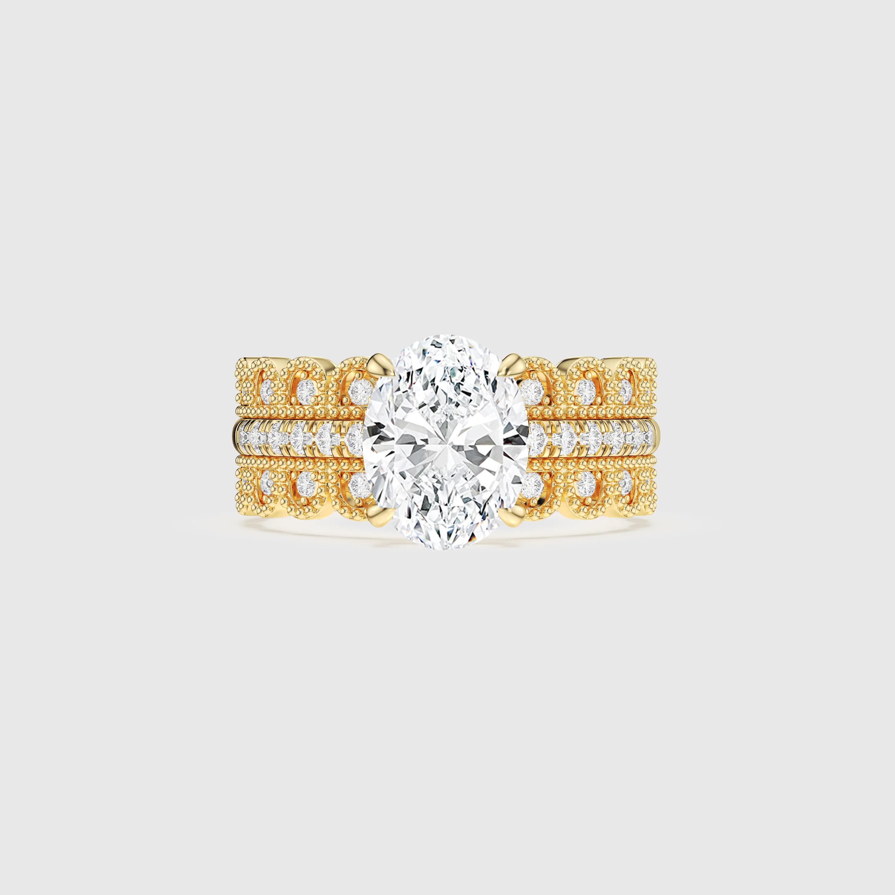 Oval Cut Lab Diamond Bridal Set 3 PCs