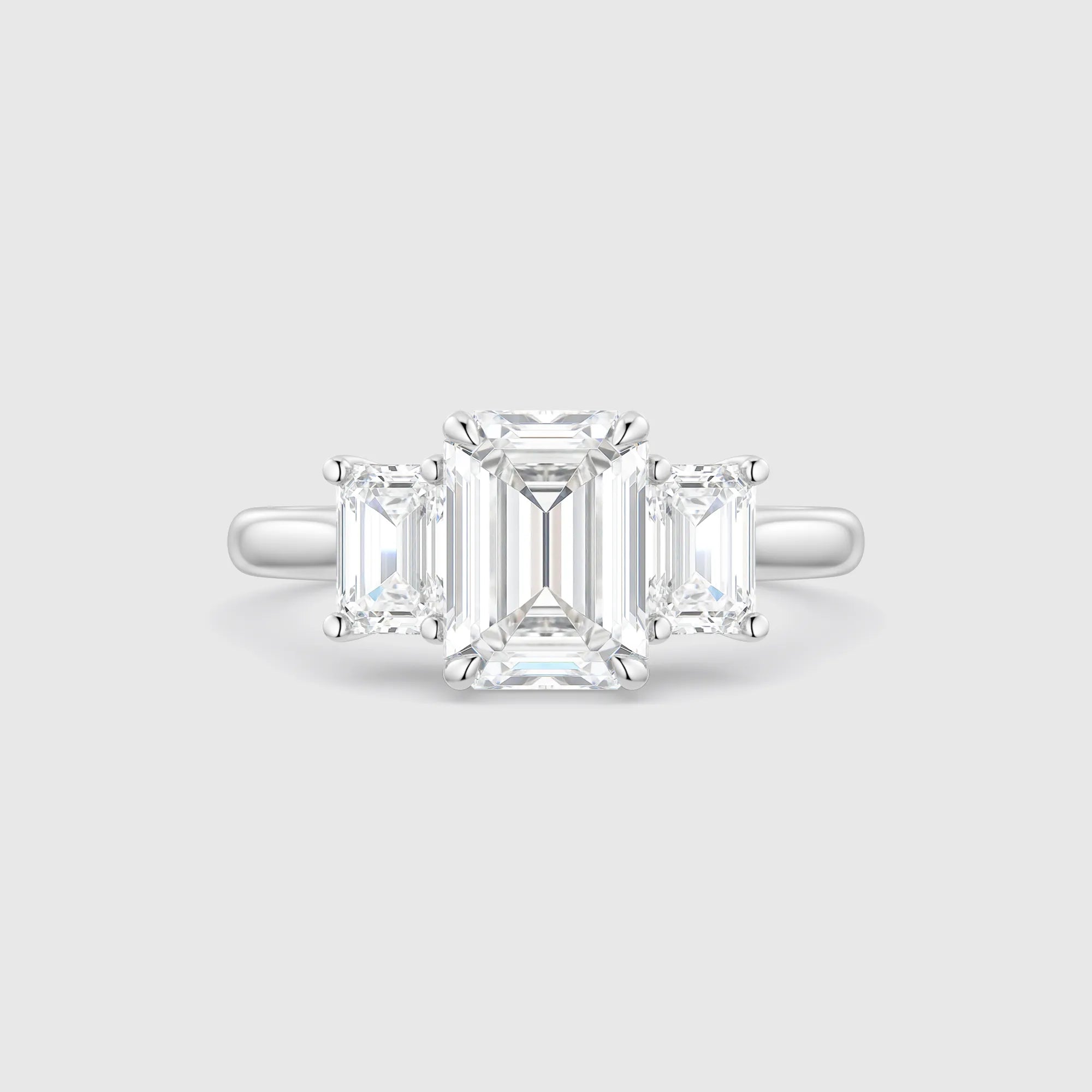 Emerald-Cut Three-Stone Lab Diamond Engagement Ring