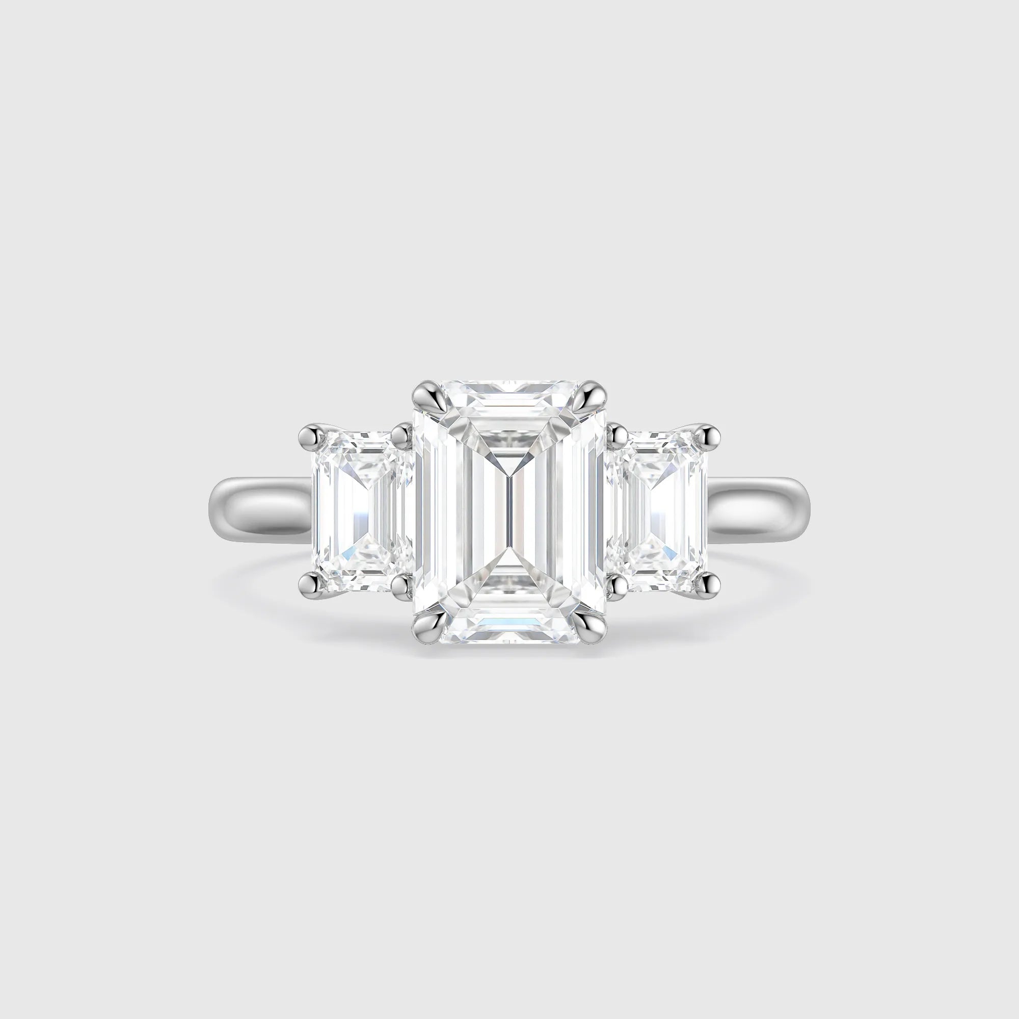 Emerald-Cut Three-Stone Lab Diamond Engagement Ring