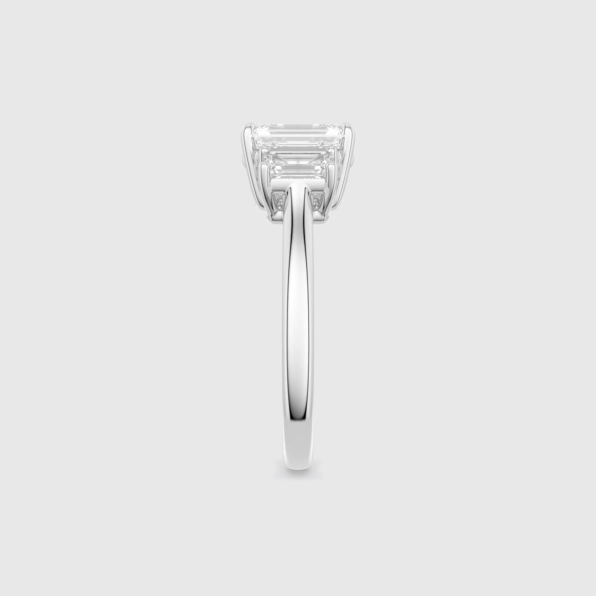 Emerald-Cut Three-Stone Lab Diamond Engagement Ring