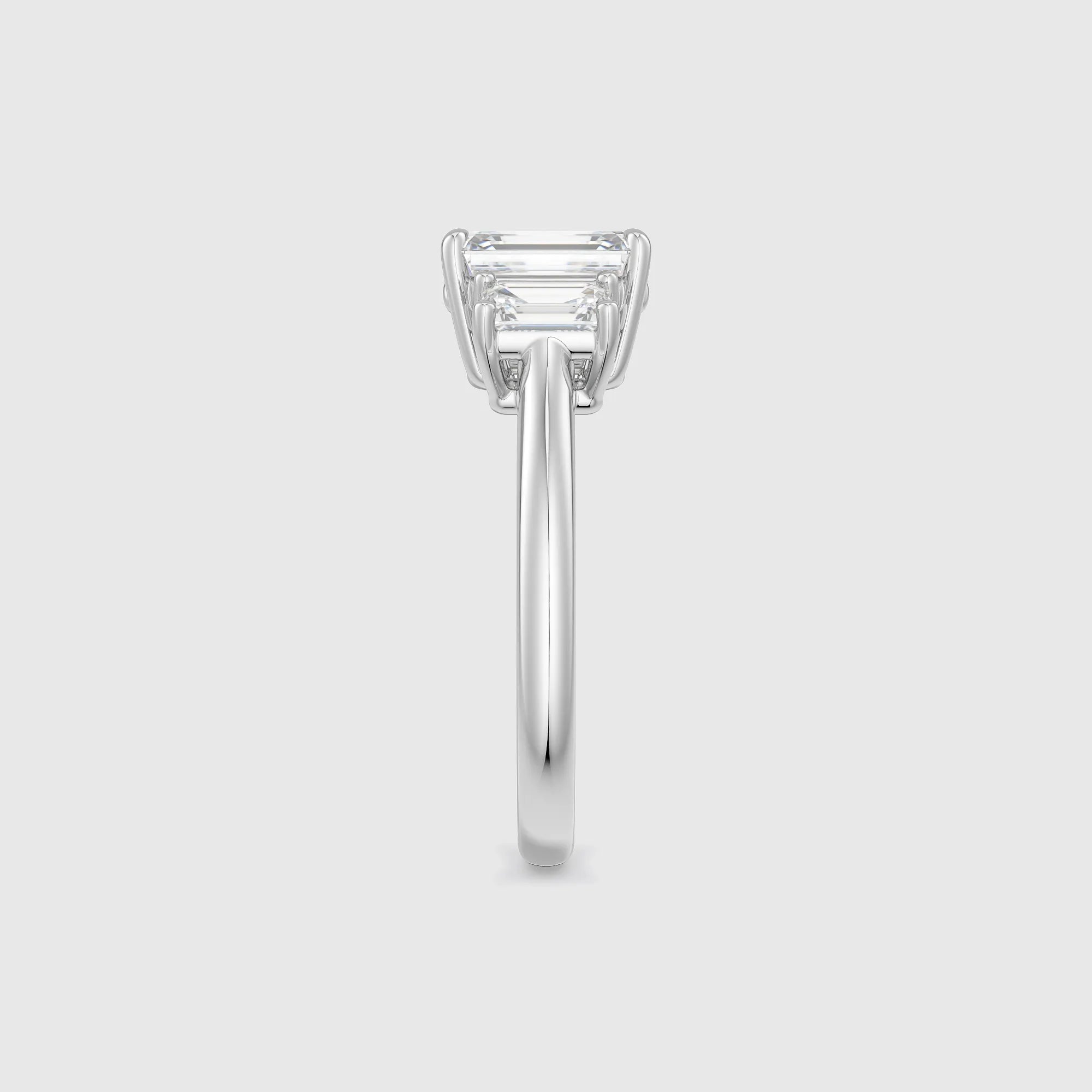 Emerald-Cut Three-Stone Lab Diamond Engagement Ring