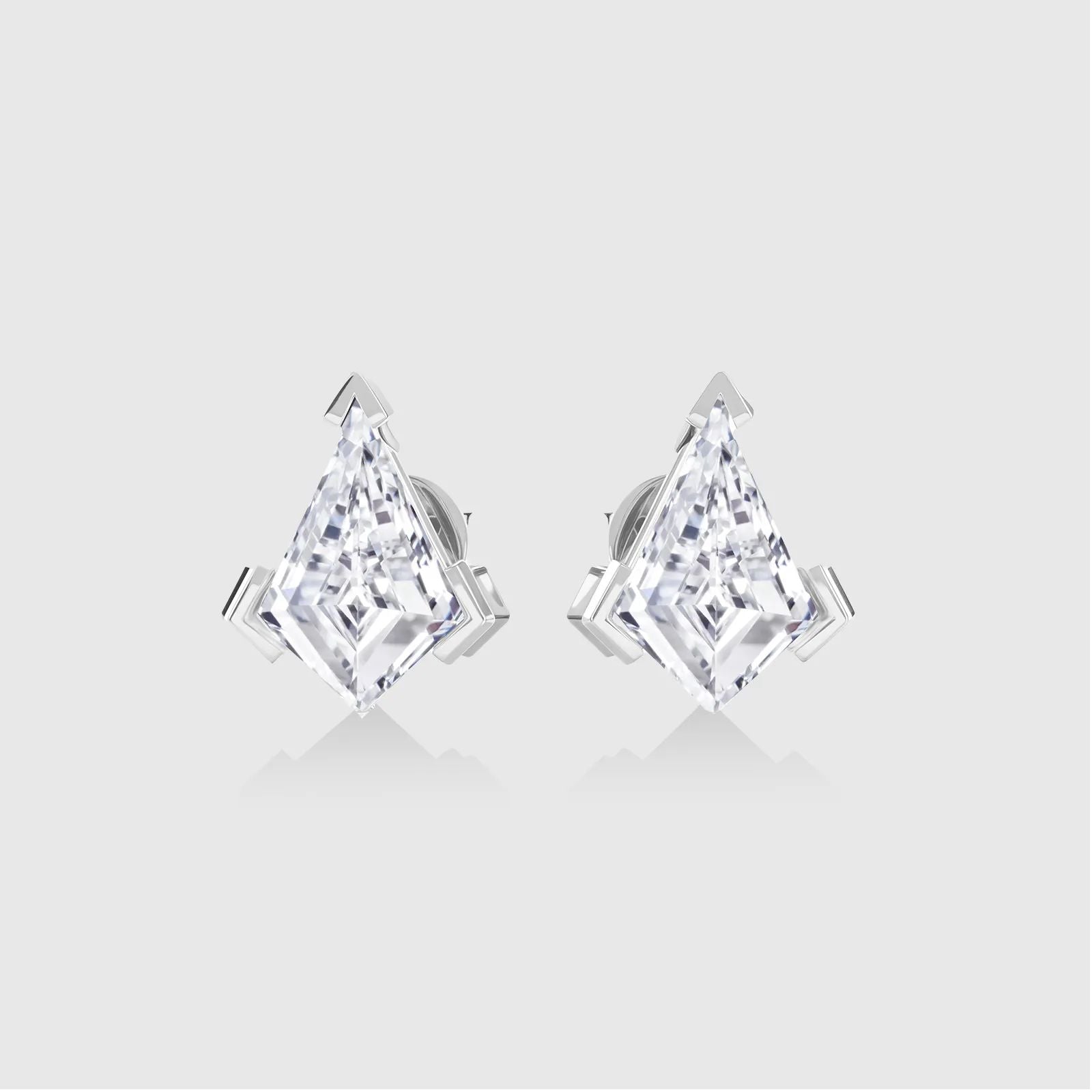 Kite-cut diamond earrings, sustainable jewelry #White Gold