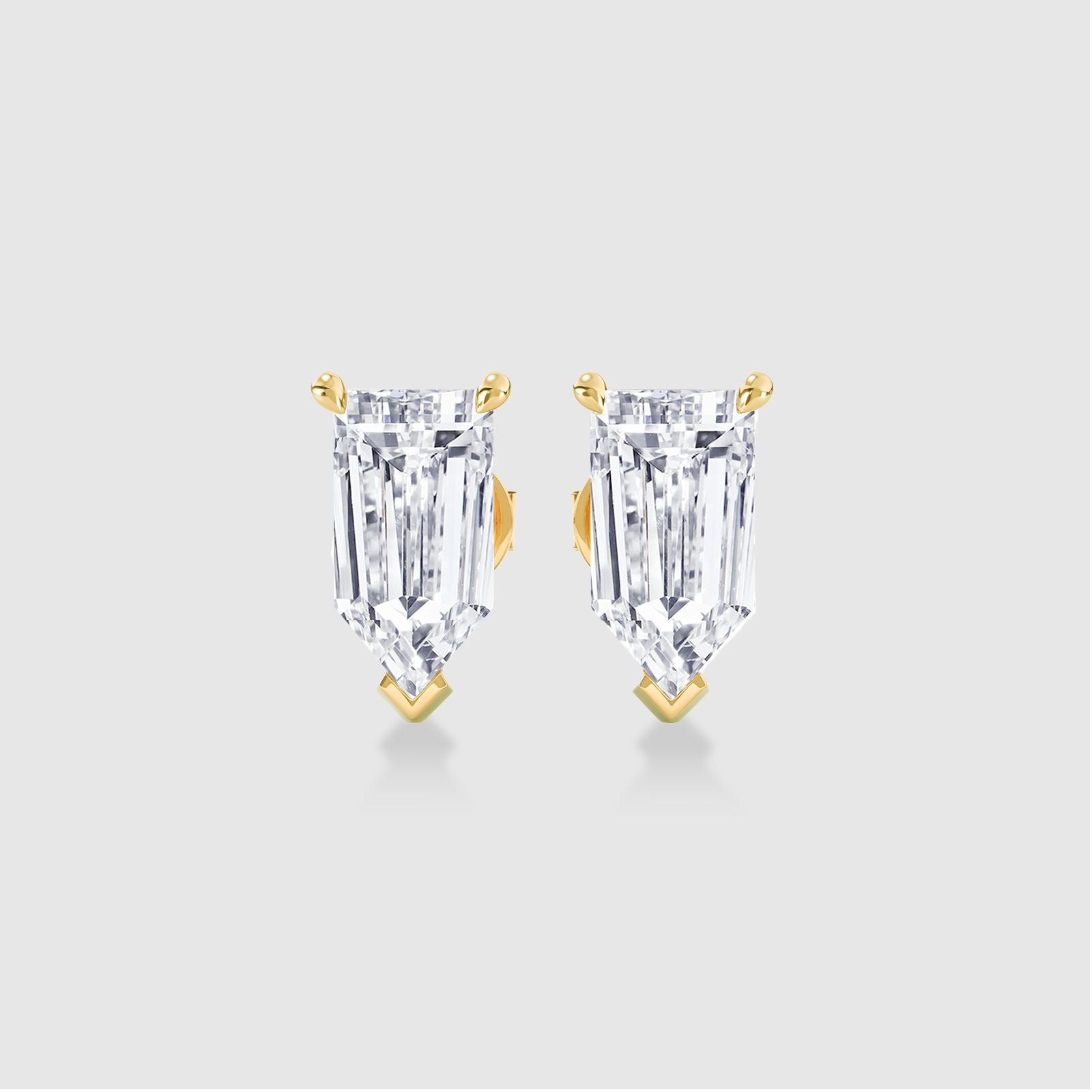 Bullet Cut Diamond Stud Earrings - Fine Jewelry #Yellow Gold