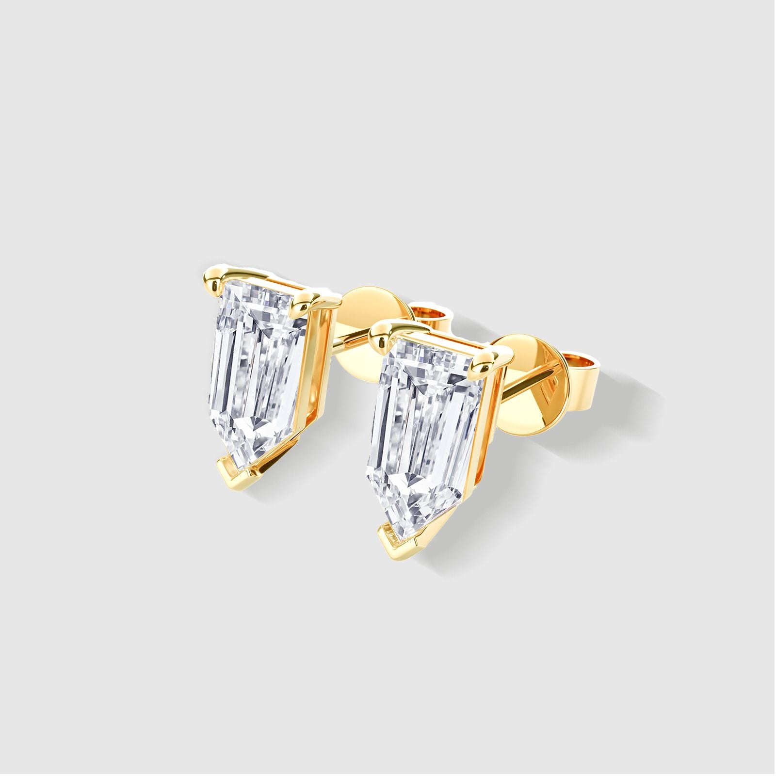 Bullet Cut Diamond Stud Earrings in Yellow Gold #Yellow Gold