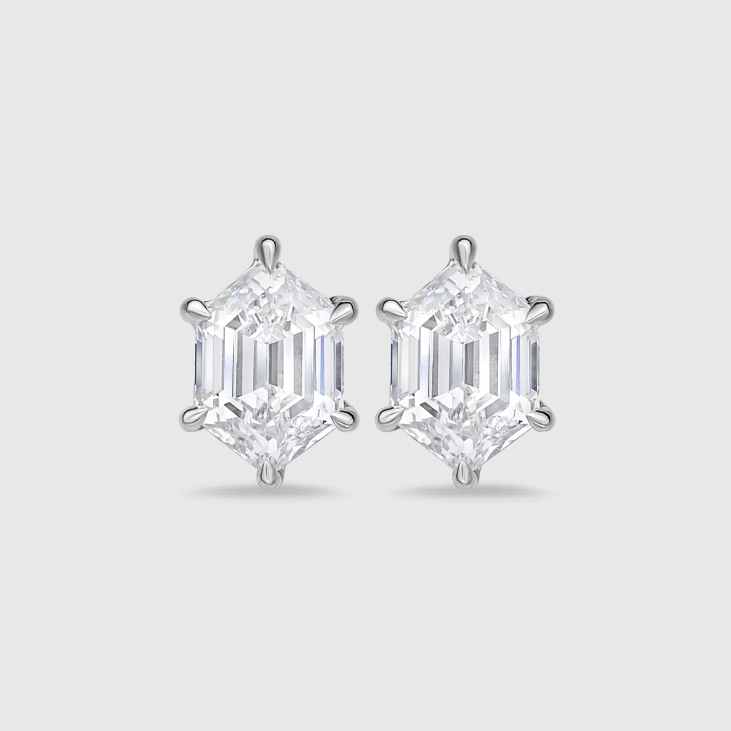 Unique Hexagon Cut Diamond Stud Earrings