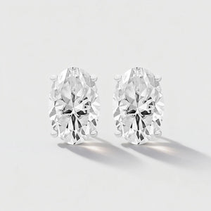 Oval Cut Classic Solitaire Stud Earrings