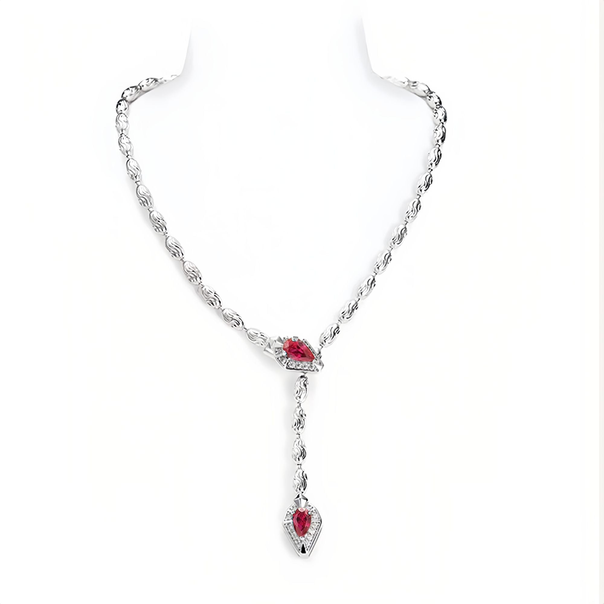 Lab Grown Ruby Snake Pendant Necklace