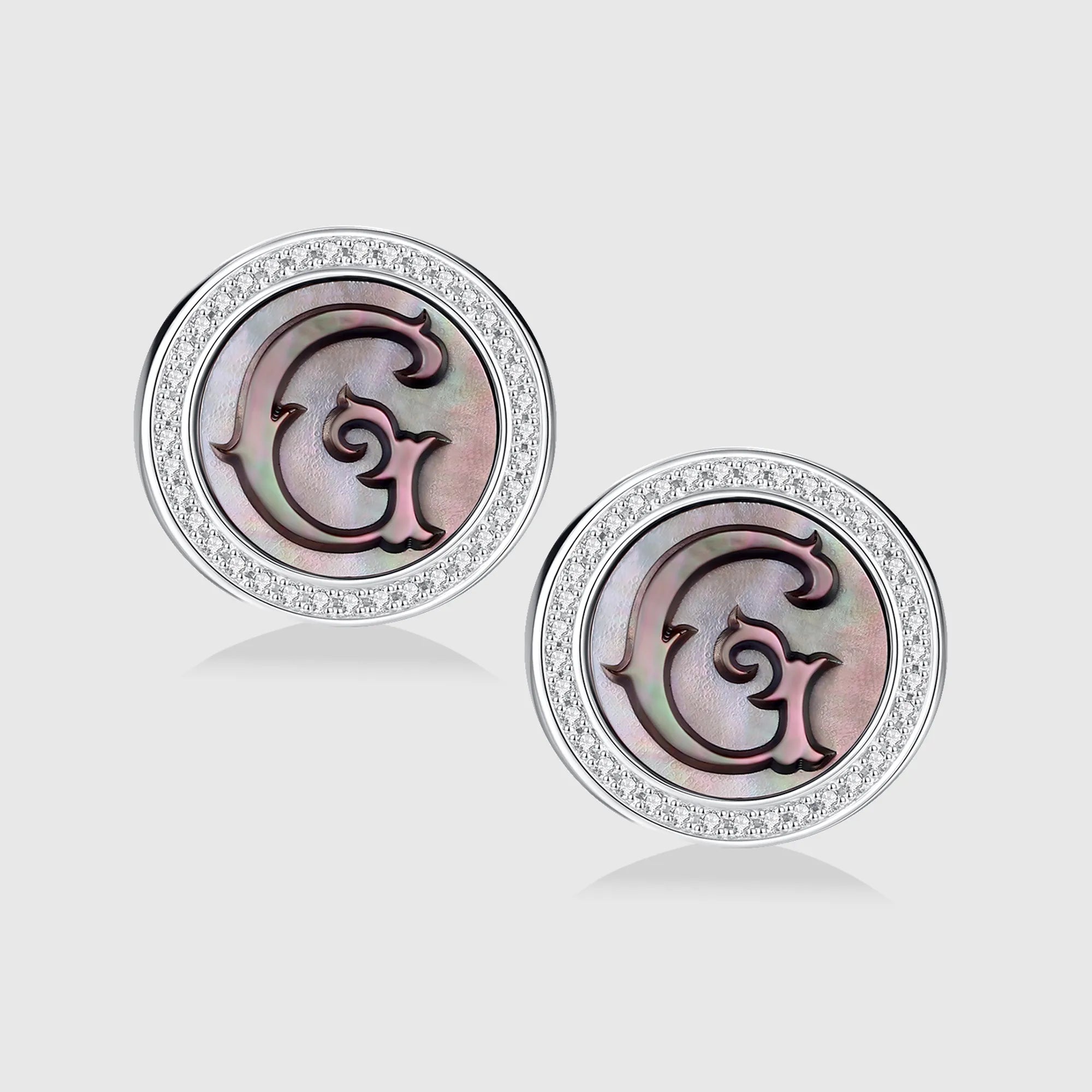 Initial G Stud Earring – Silver & Mother of Pearl