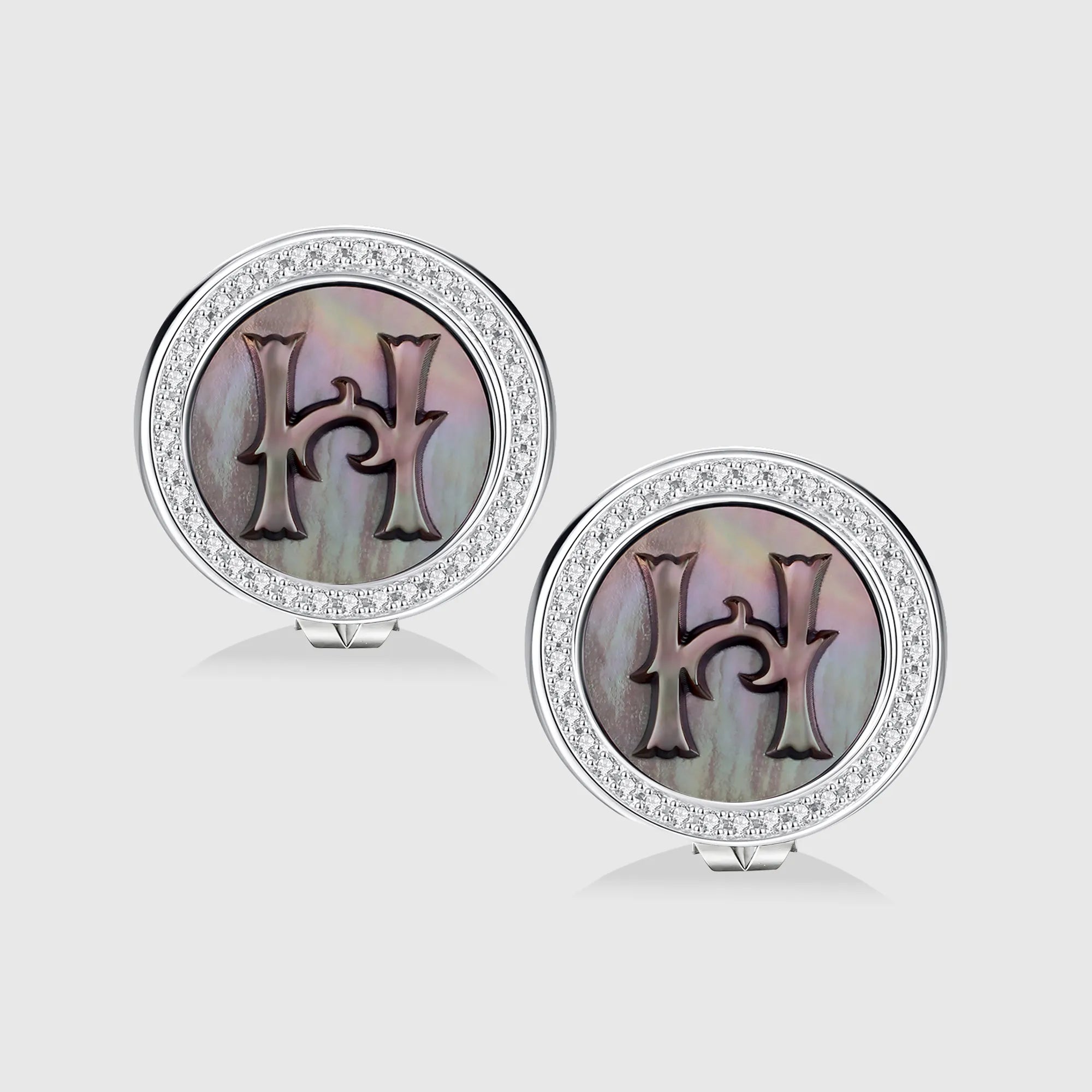 Initial H Stud Earring – Silver & Mother of Pearl