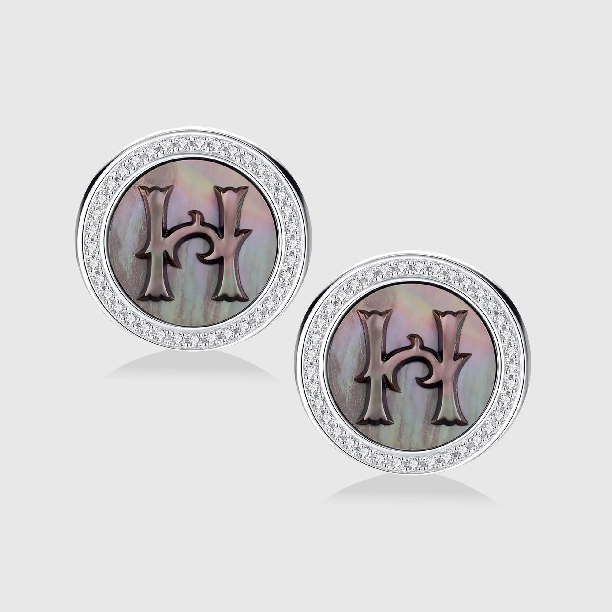 Initial H Stud Earring – Silver & Mother of Pearl