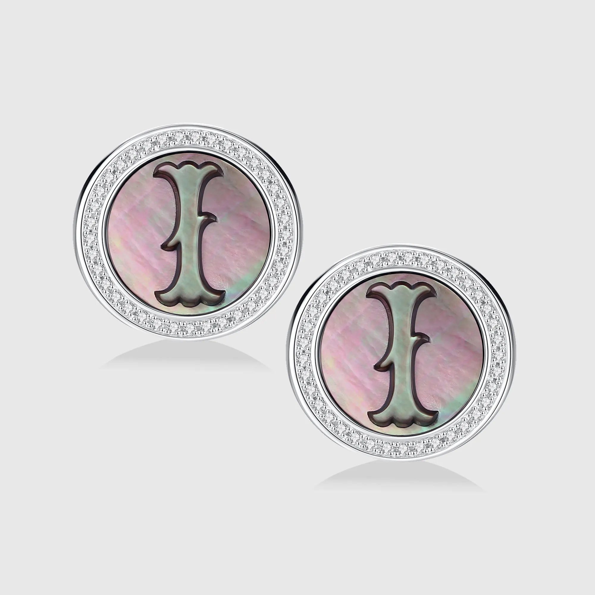 Initial I Stud Earring – Silver & Mother of Pearl