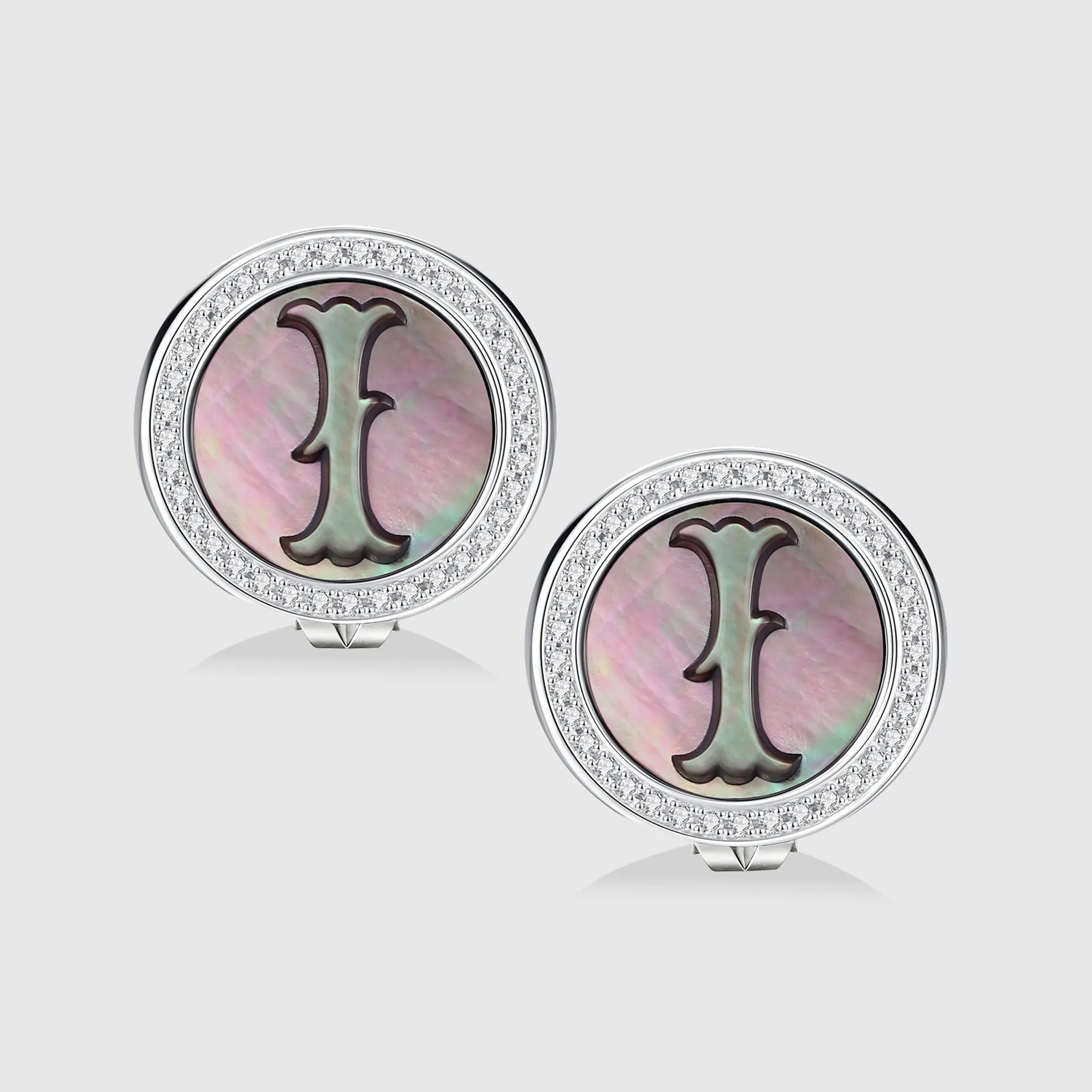Initial I Stud Earring – Silver & Mother of Pearl
