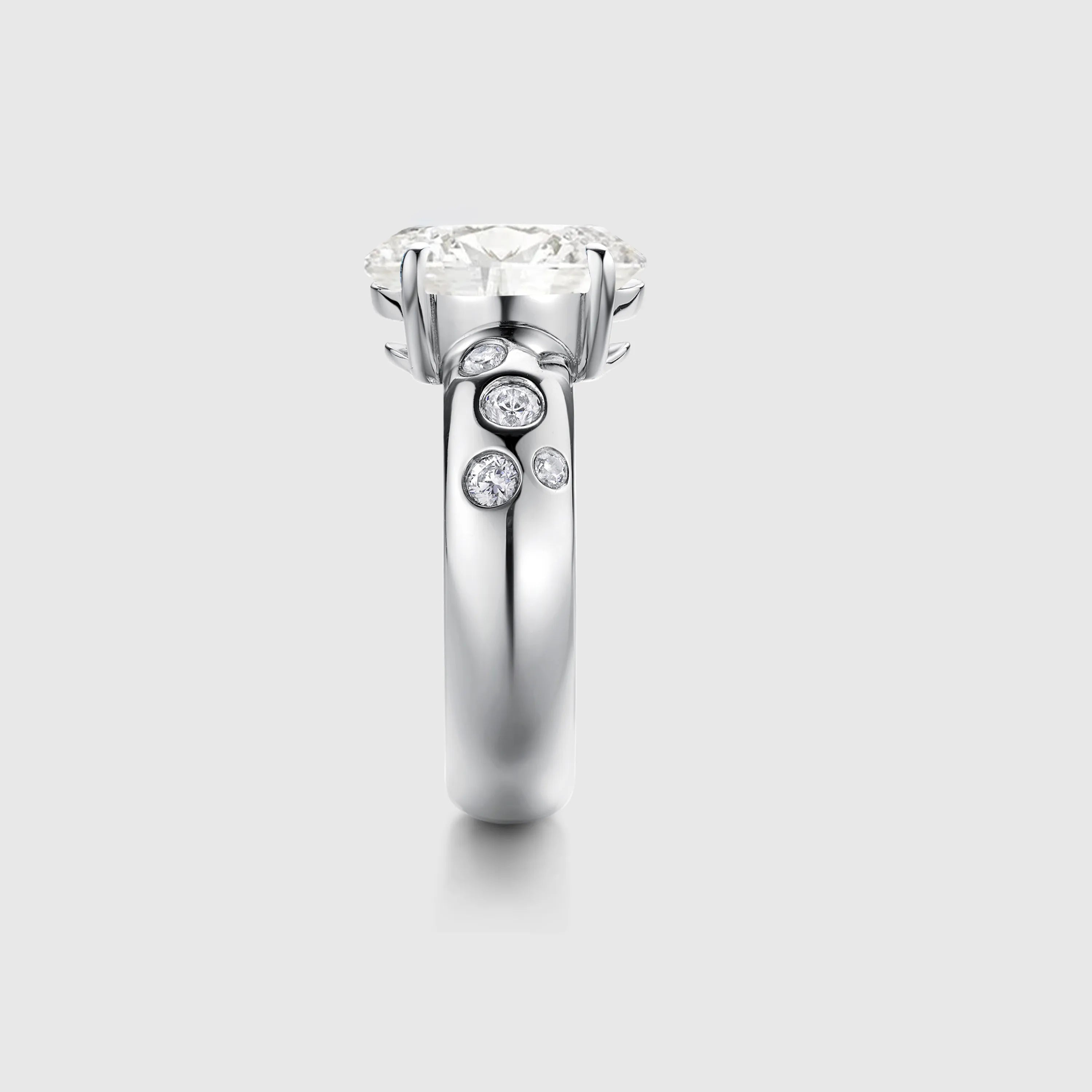 Classic Oval Moissanite Engagement Ring with Bezel Side Accents