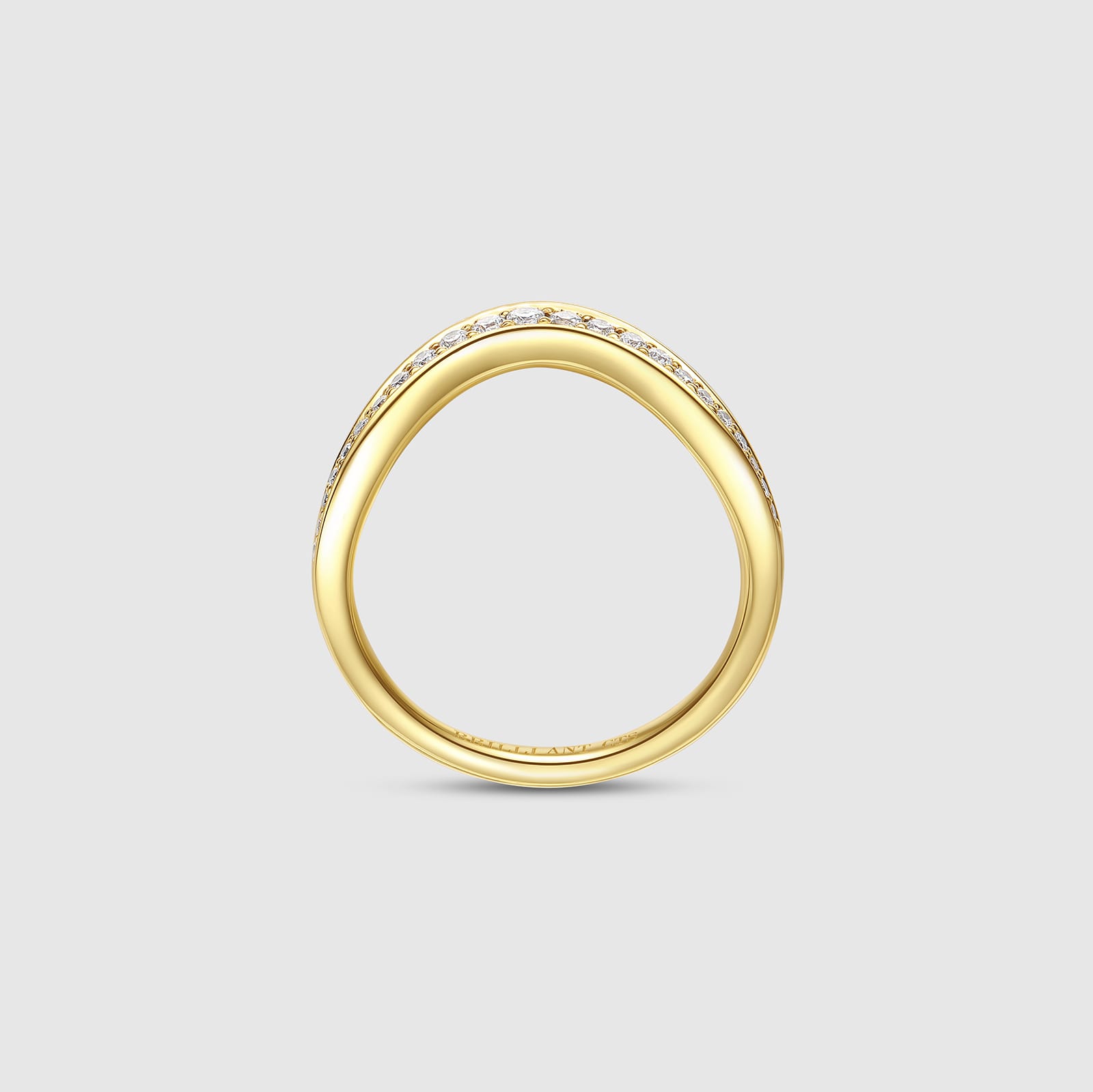 Yellow gold Brilliant Smile-V Diamond Pave Band ring with diamond accents #Yellow Gold