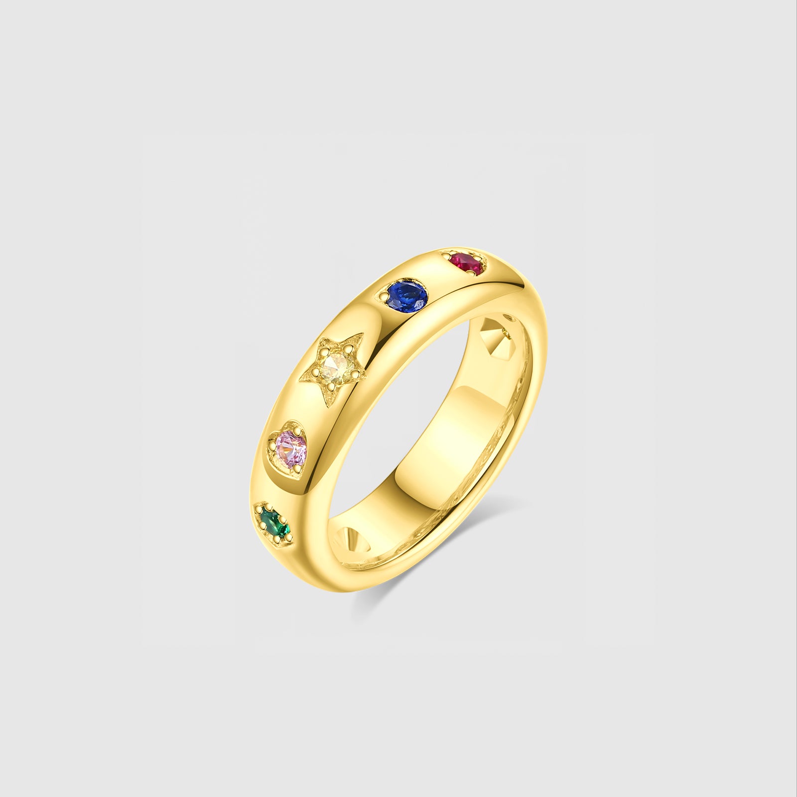 Starlit Spectrum Slim Gemstone Band in Sterling Silver