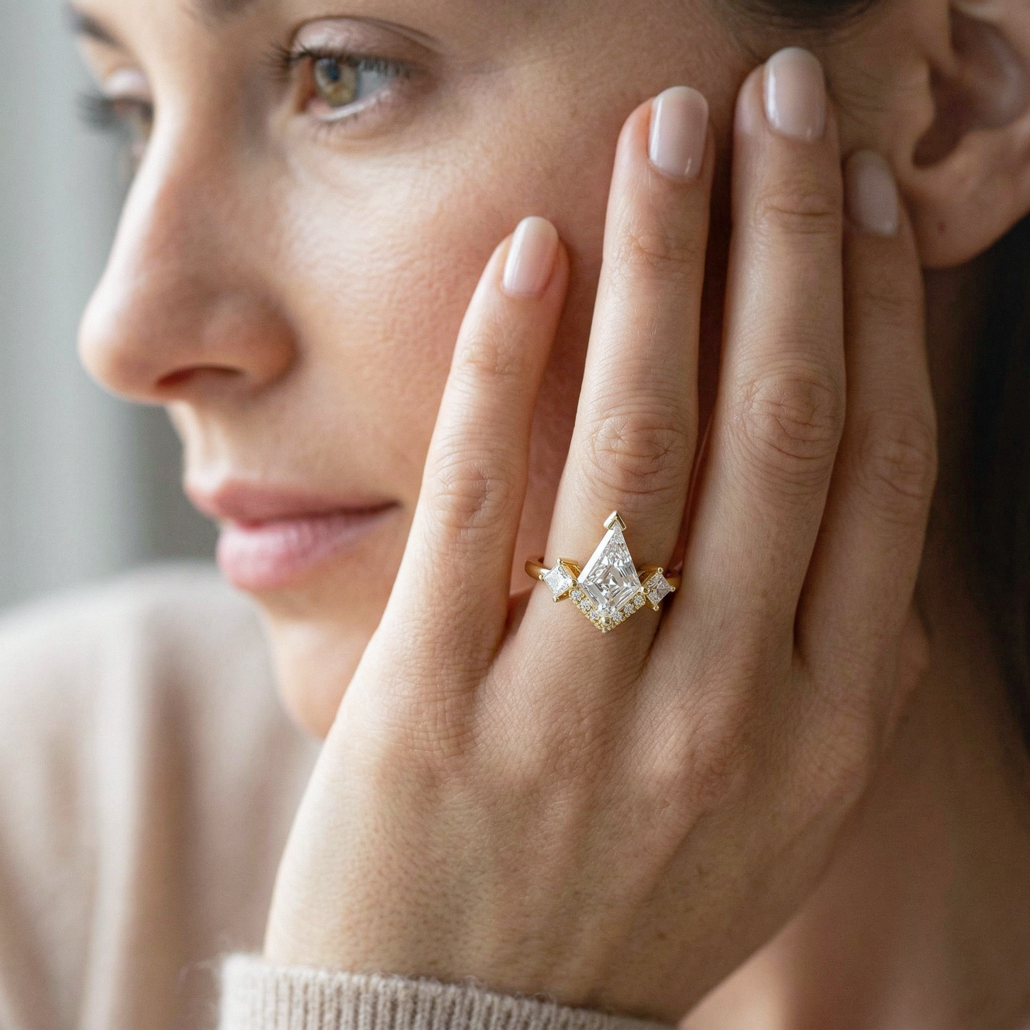 Nexus |1-3ct Kite Cut Lab Diamond Gold Geometric Golden Ring