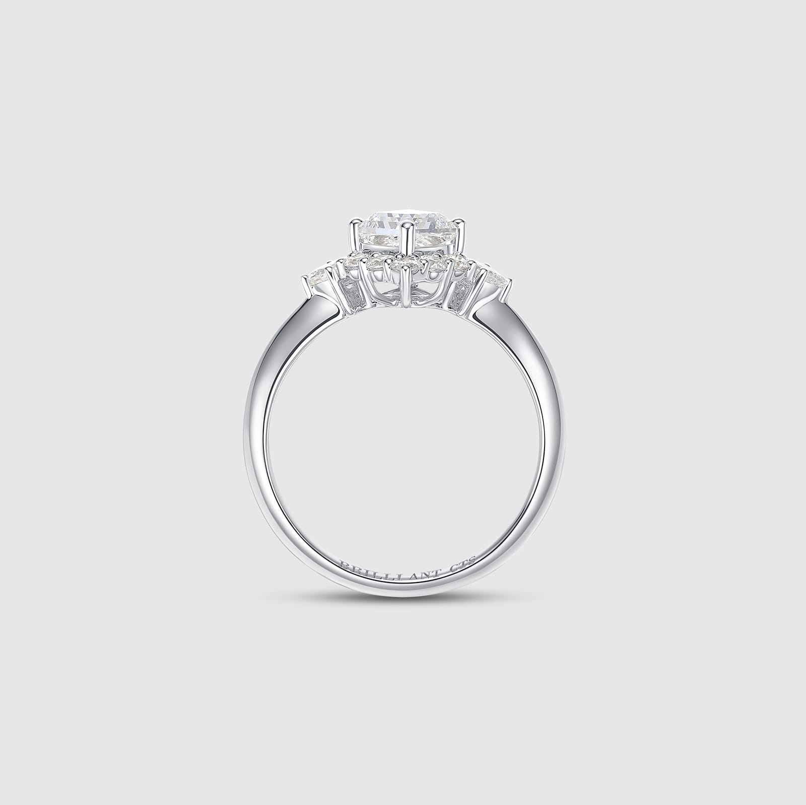Regal Diamond Cluster Ring - Band Detail, Brilliant Carats #White Gold