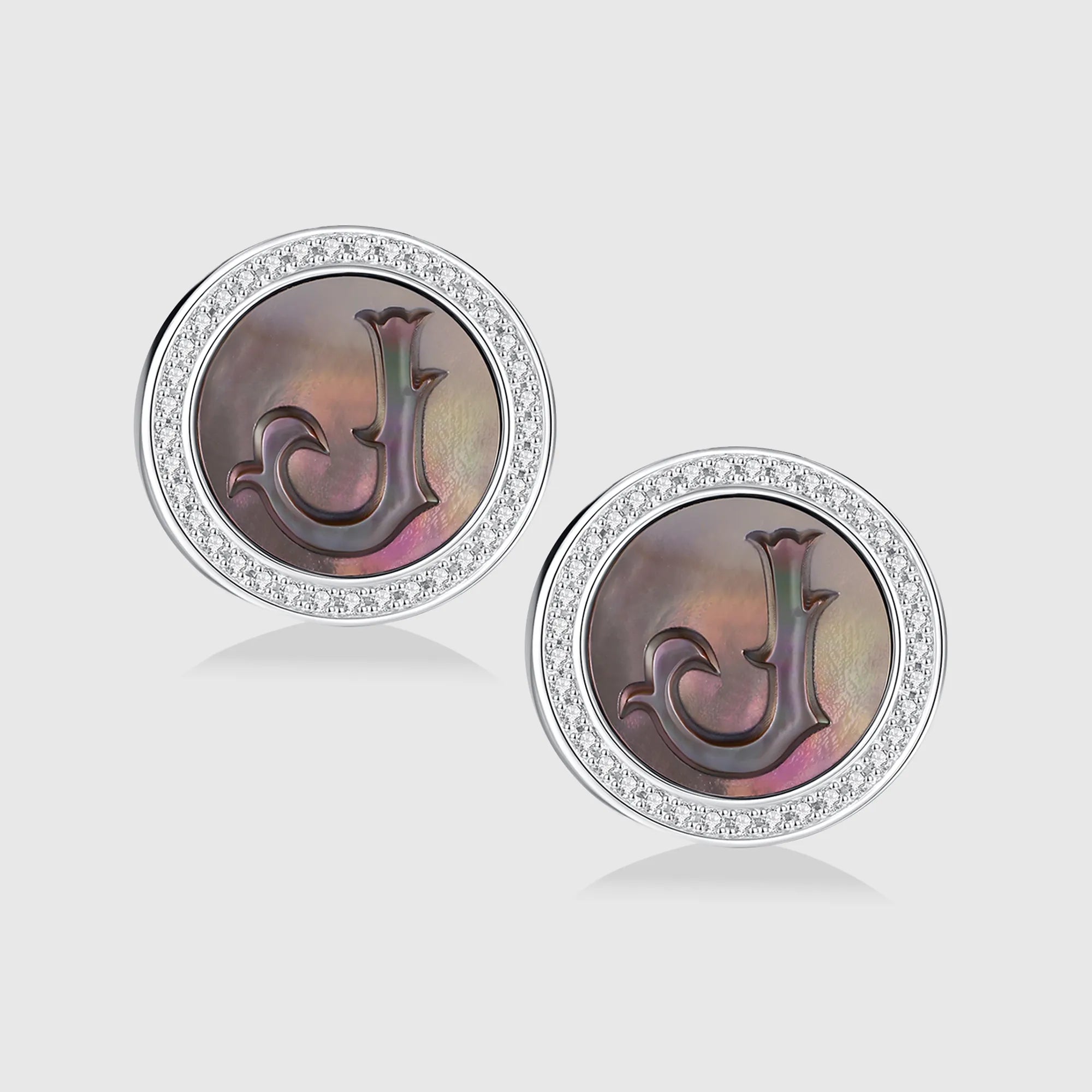 Initial J Stud Earring – Silver & Mother of Pearl