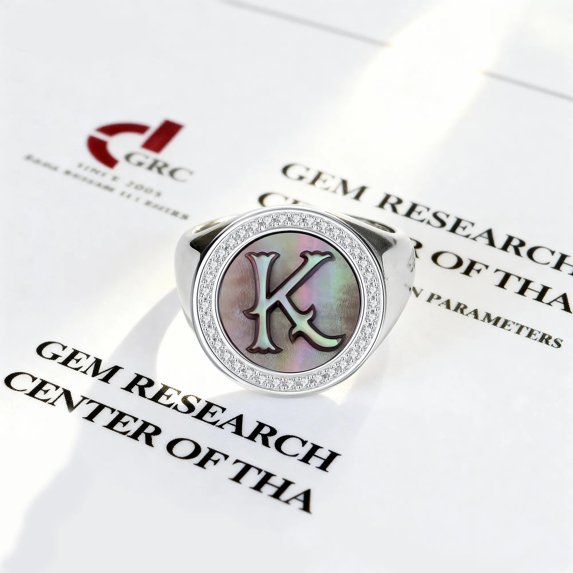 Custom Vintage Signet Alphabet Ring丨Initial K