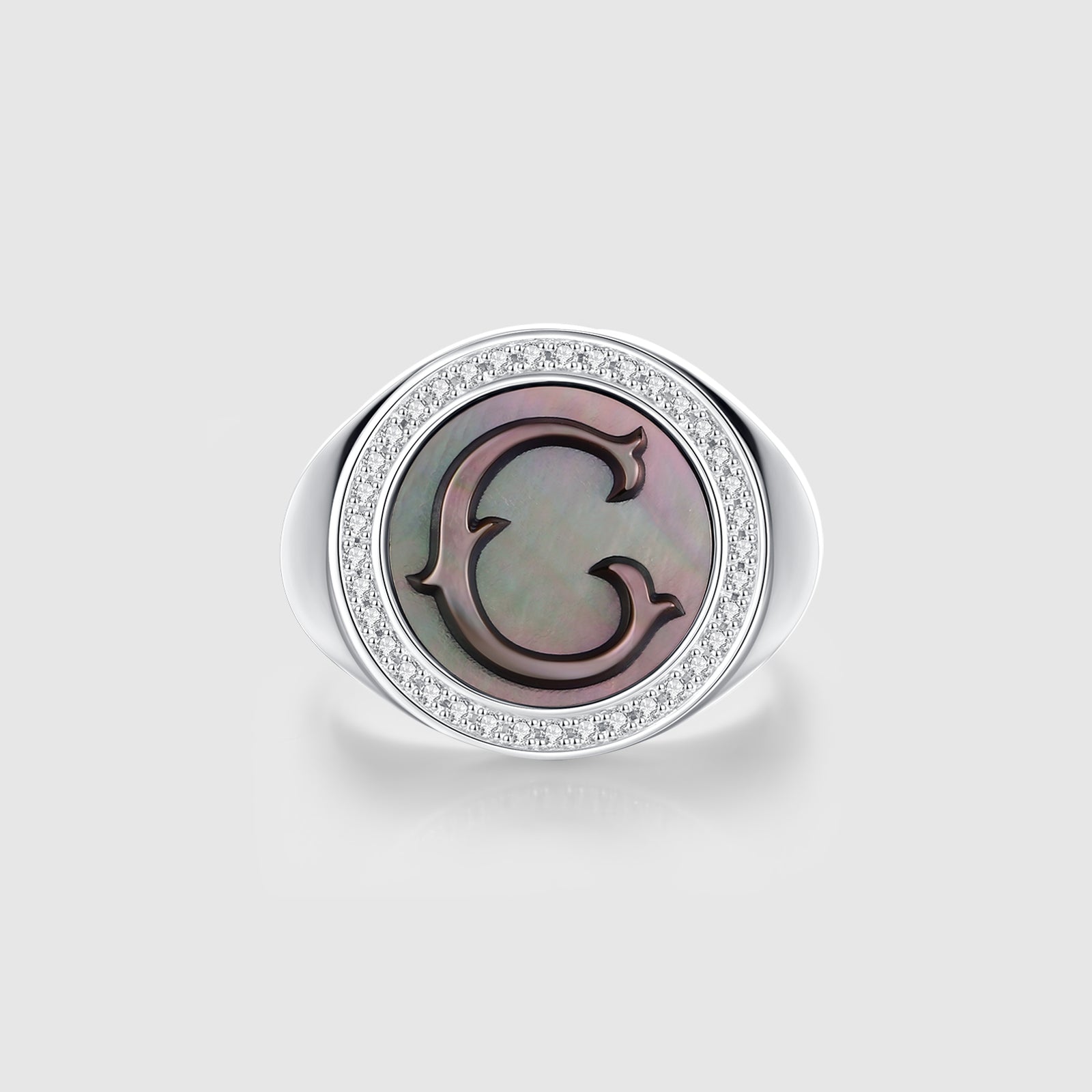 Custom Vintage Signet Alphabet Ring丨Initial C