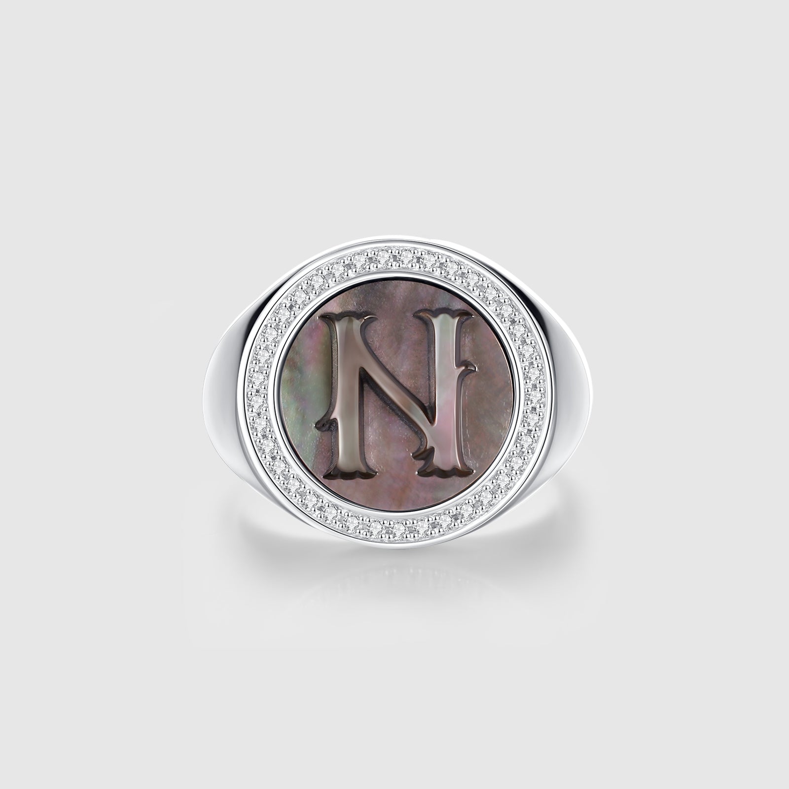 Custom Vintage Signet Alphabet Ring丨Initial N