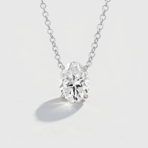 Oval Cut  Lab Diamond Classic Solitaire Necklace 1-3cts