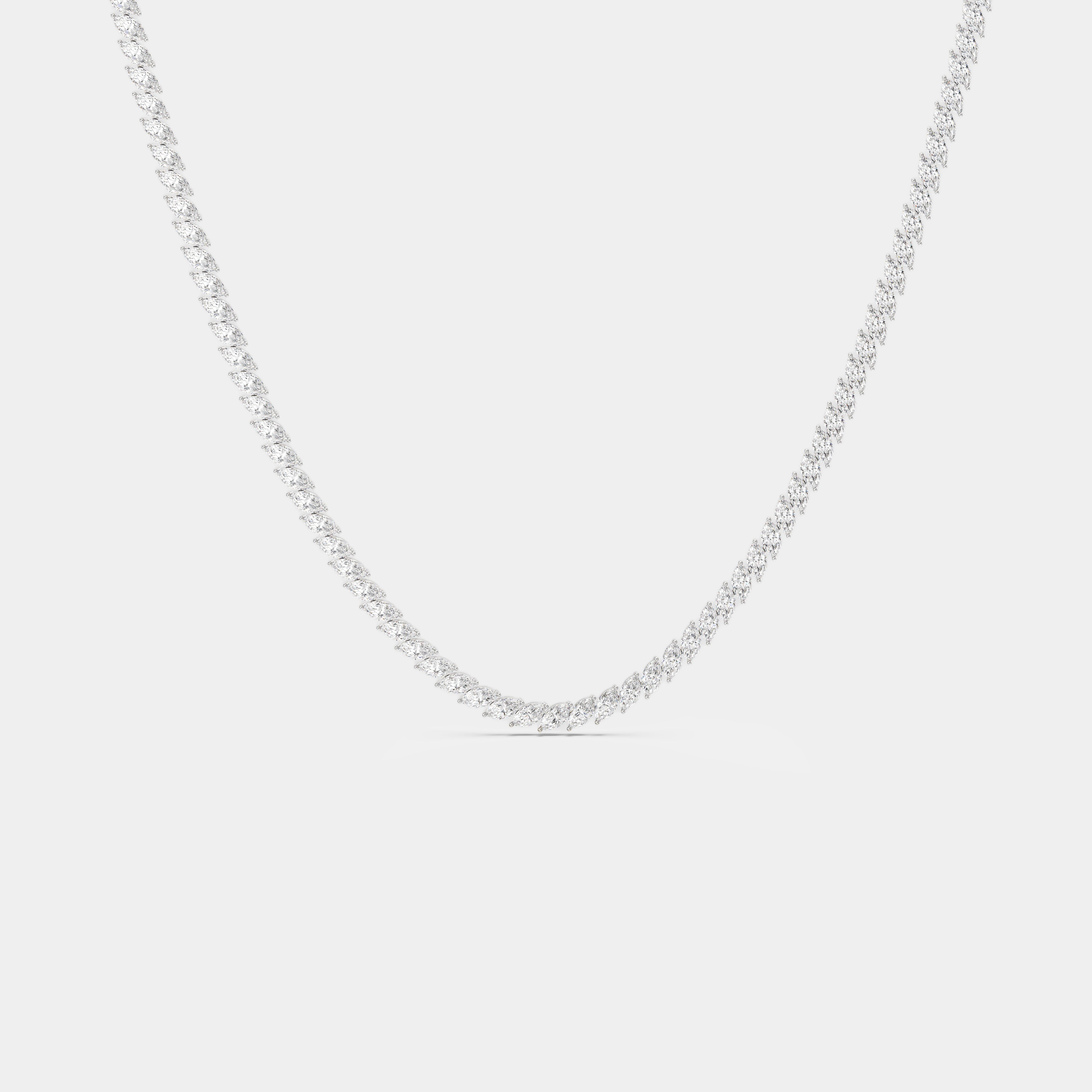 Leaf-Inspired Marquise-Cut Diamond Tennis Necklace