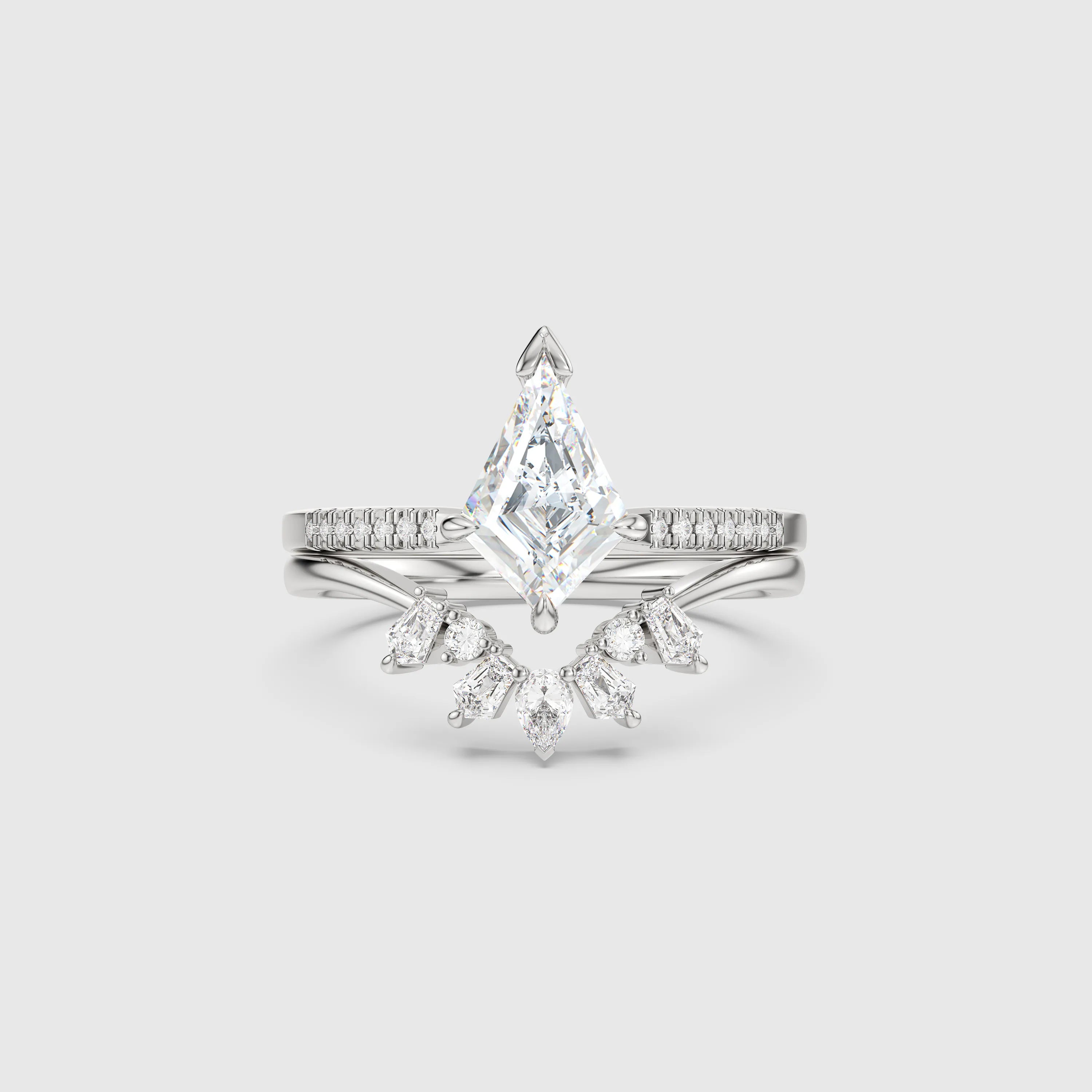 NEXUS Engagement Ring Set with Kite Lab Diamond 2PCs –18/14K Gold