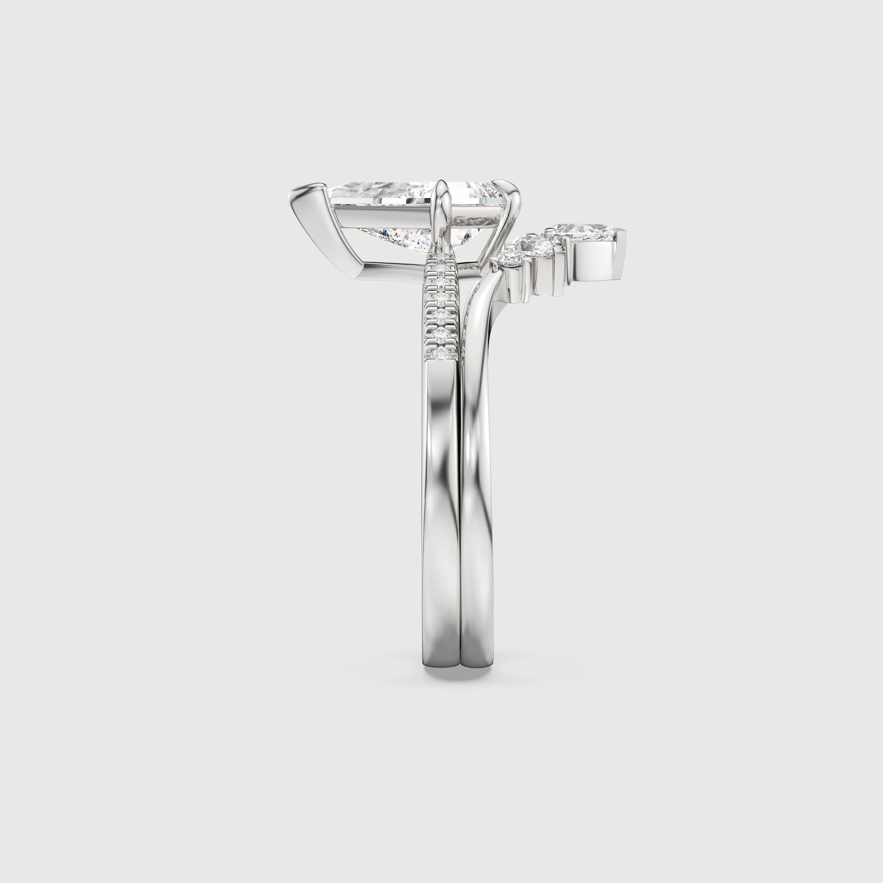 Radiant Kite Diamond V-Shaped Bridal Ring Set 2pcs