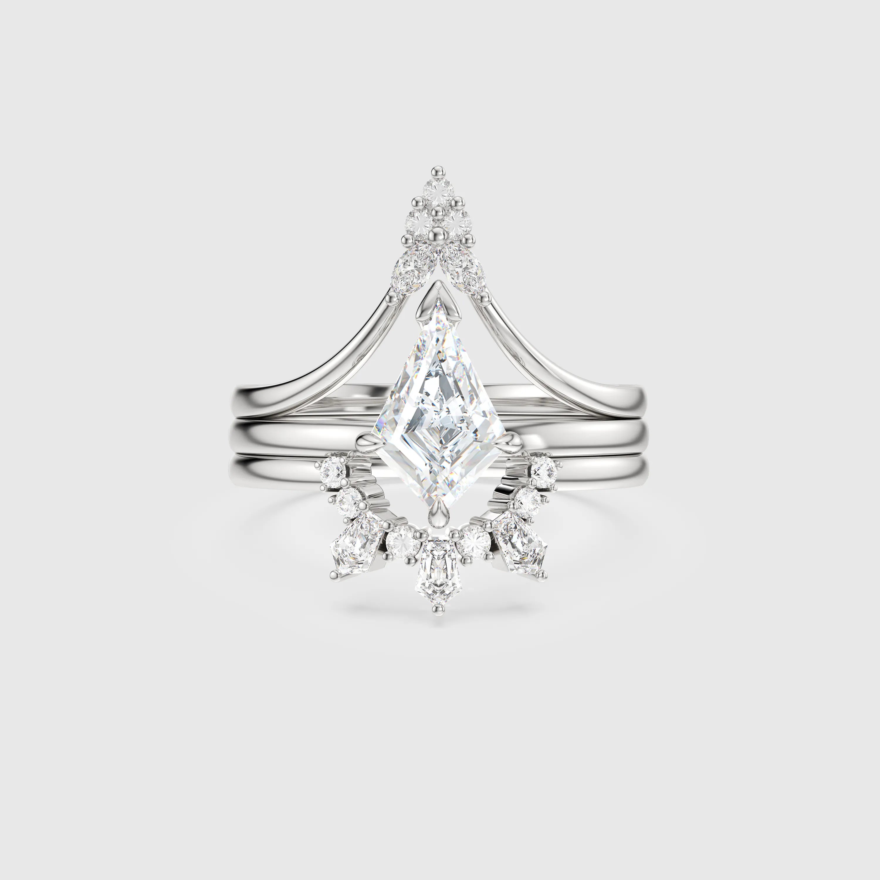 NEXUS Celestia Crown Ring Set with Kite Shape Lab-Grown Diamond 3PCs