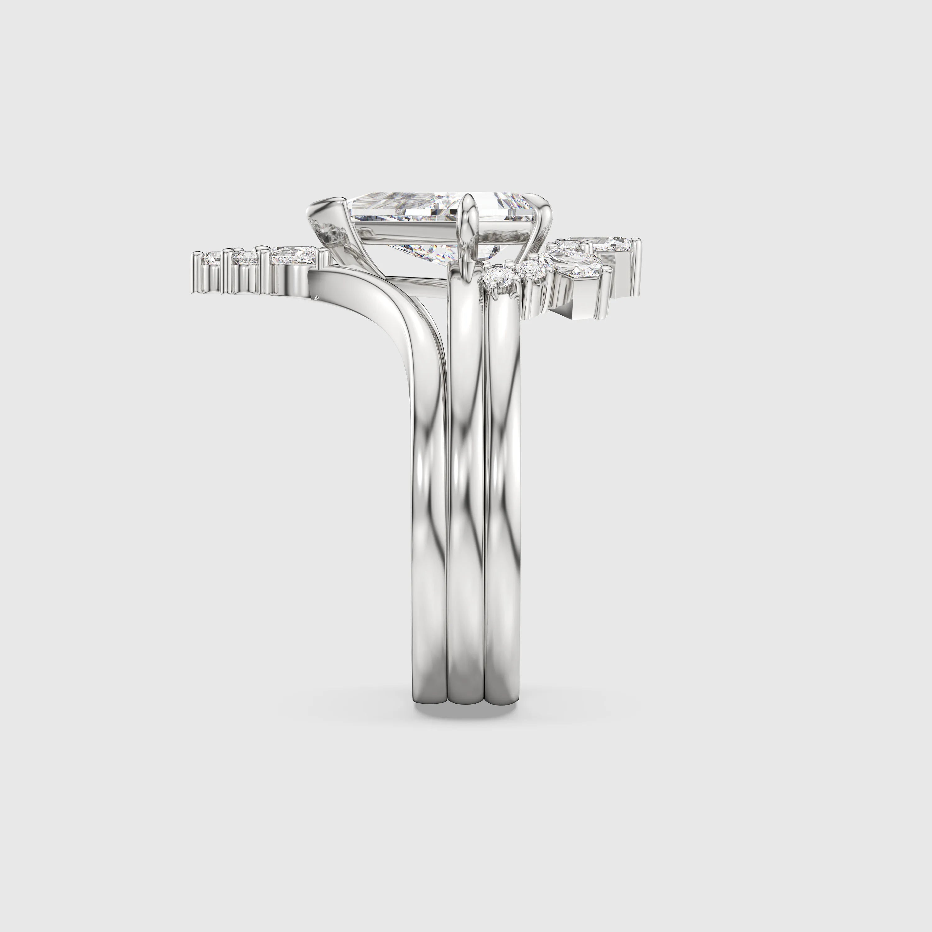 NEXUS Celestia Crown Ring Set with Kite Shape Lab-Grown Diamond 3PCs