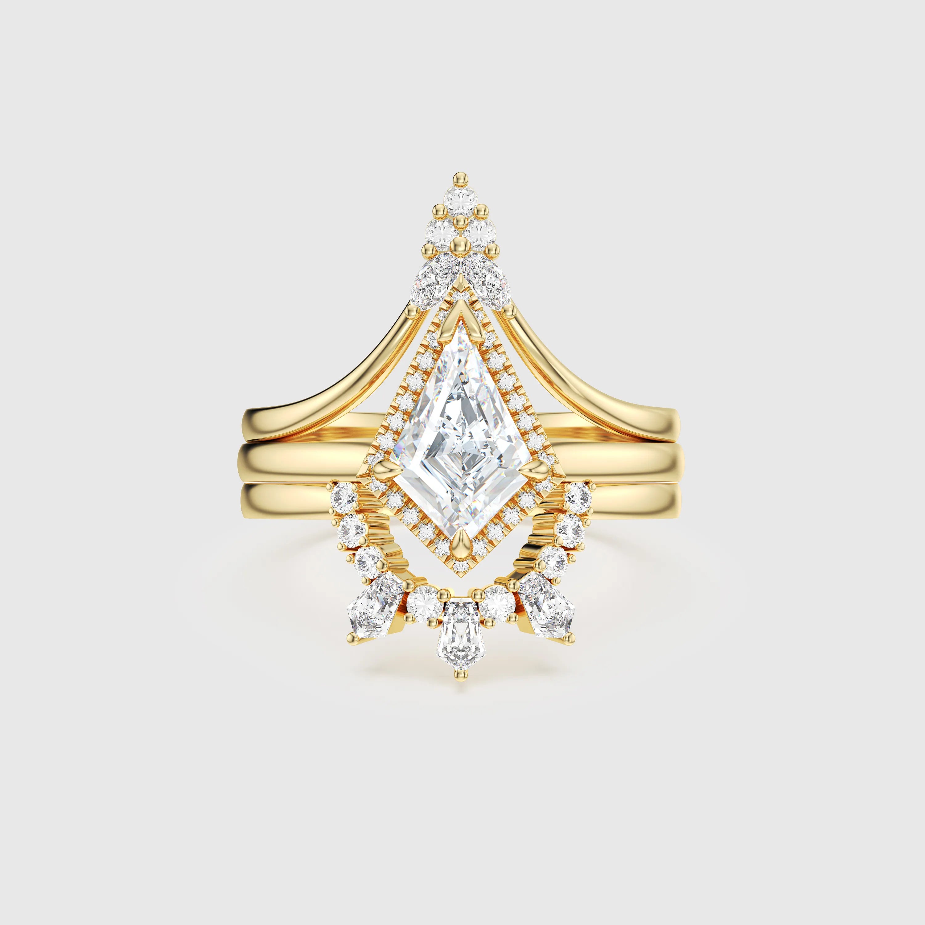 NEXUS Celeste Triple Band Kite-Cut Lab Diamond Bridal Set