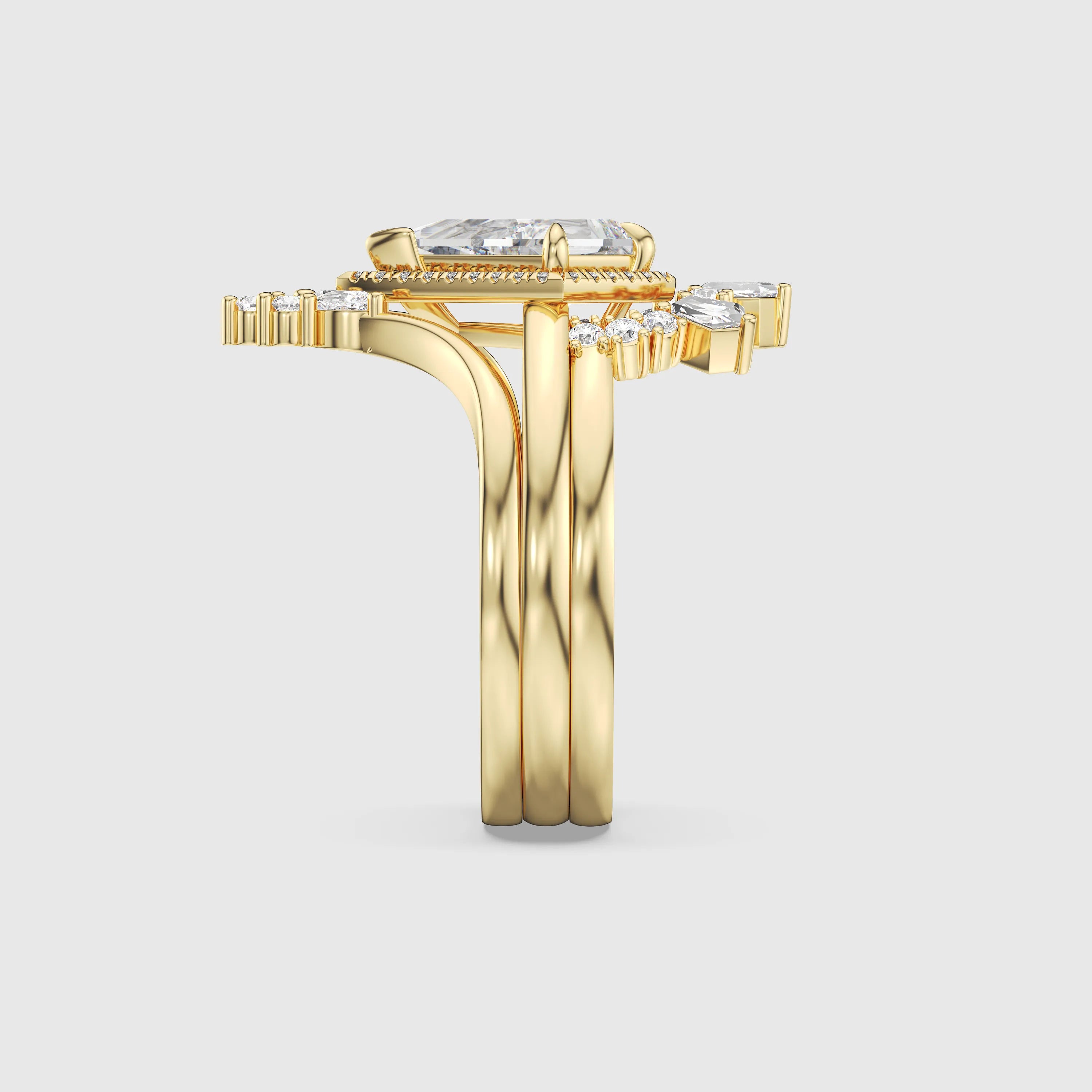 NEXUS Celeste Triple Band Kite-Cut Lab Diamond Bridal Set