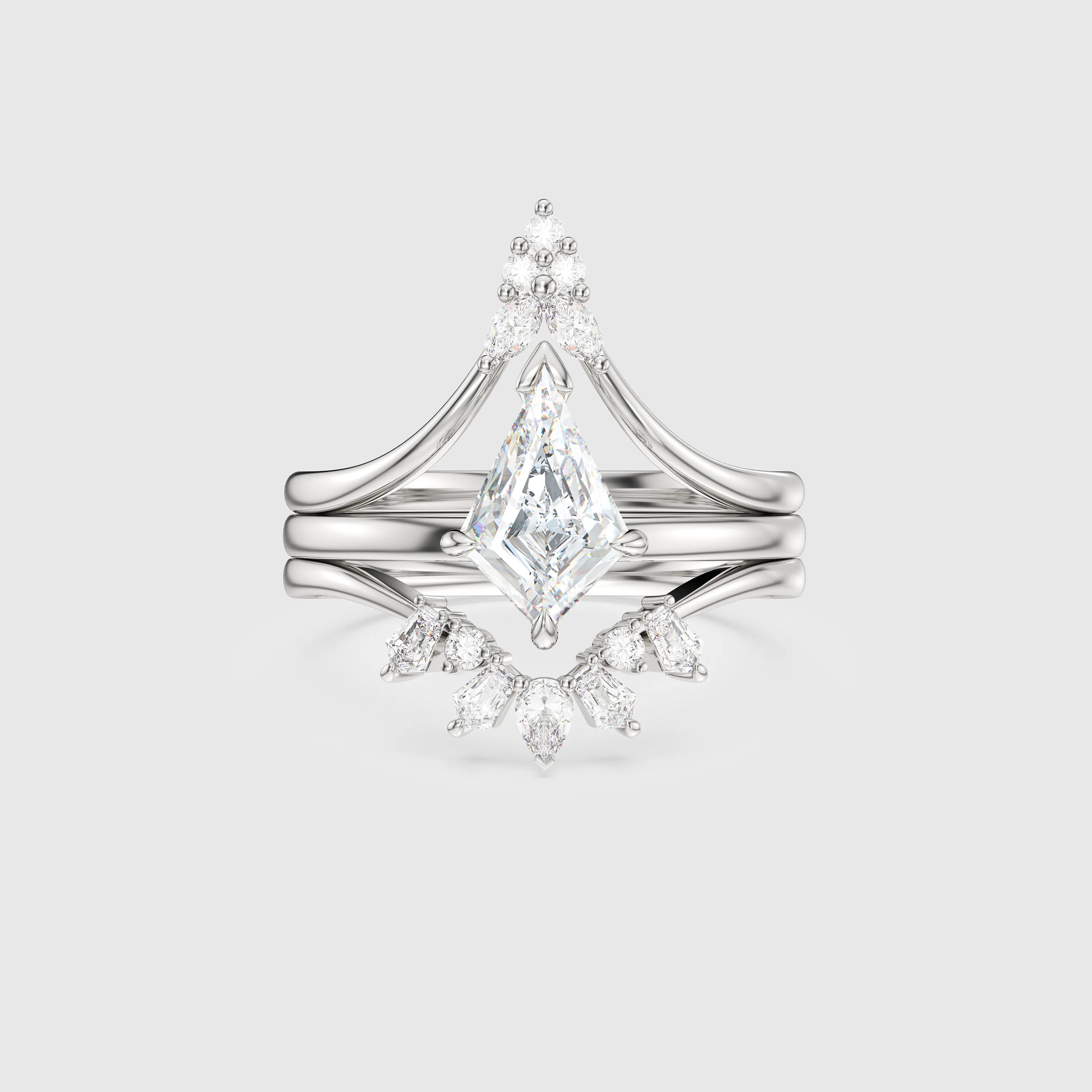 NEXUS Classic Kite Cut Lab Diamond Solitaire  Bridal Set 3PCs