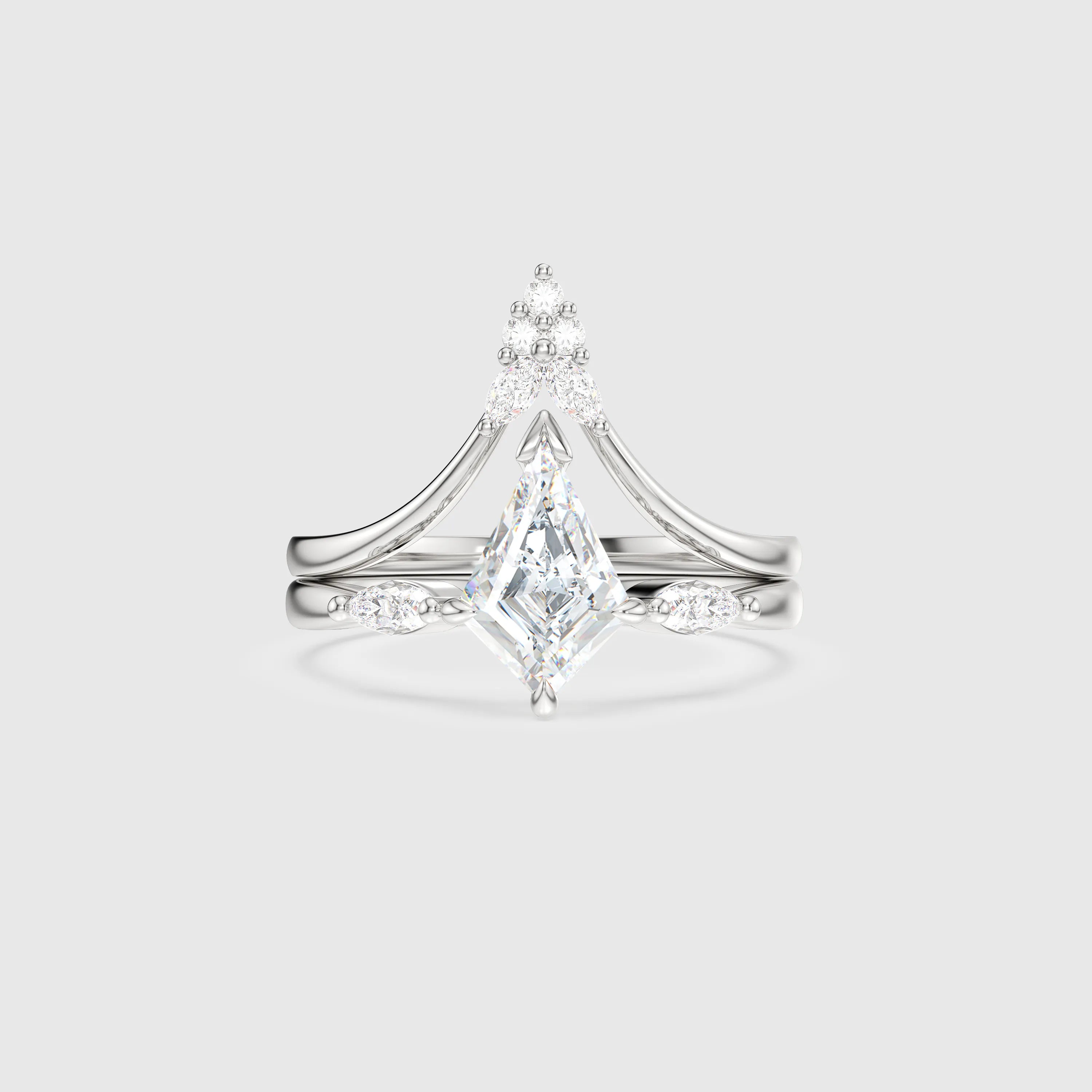 NEXUS Kite Cut Lab Diamond Luminous Duet Bridal Set 2PCs
