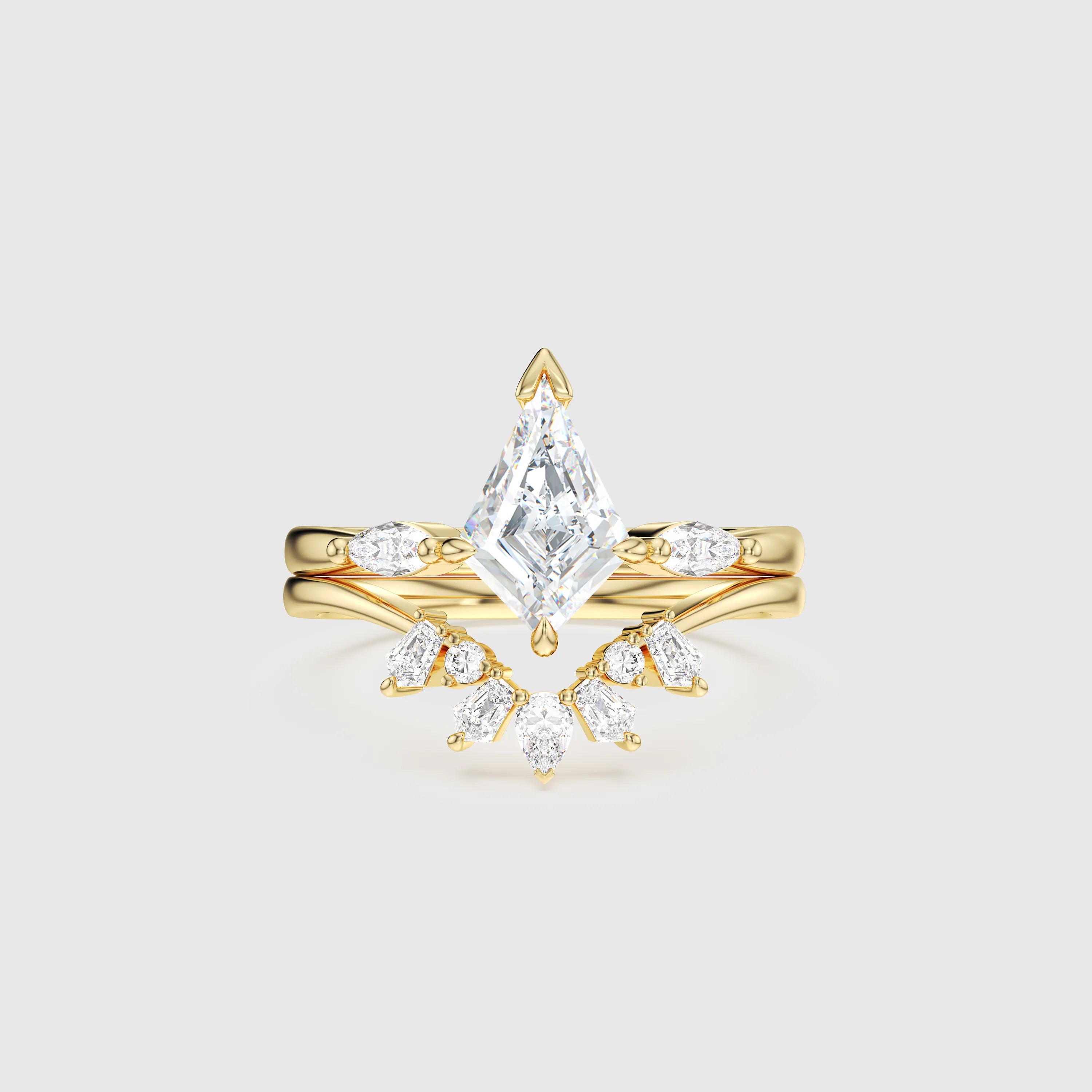 NEXUS Kite Cut Lab Diamond Celestial Harmony Bridal Set 2PCs