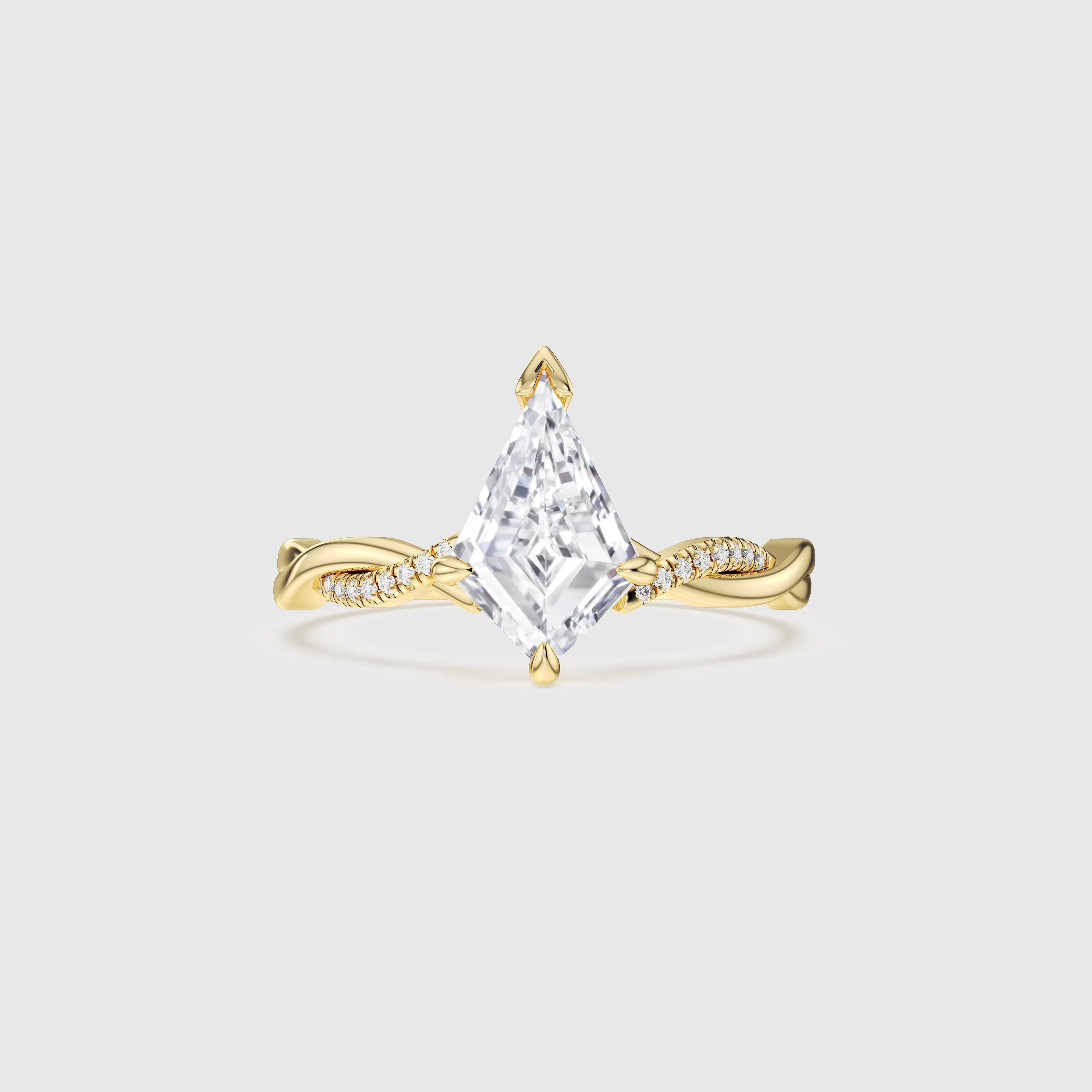 Kite Cut Diamond Twist Engagement Ring