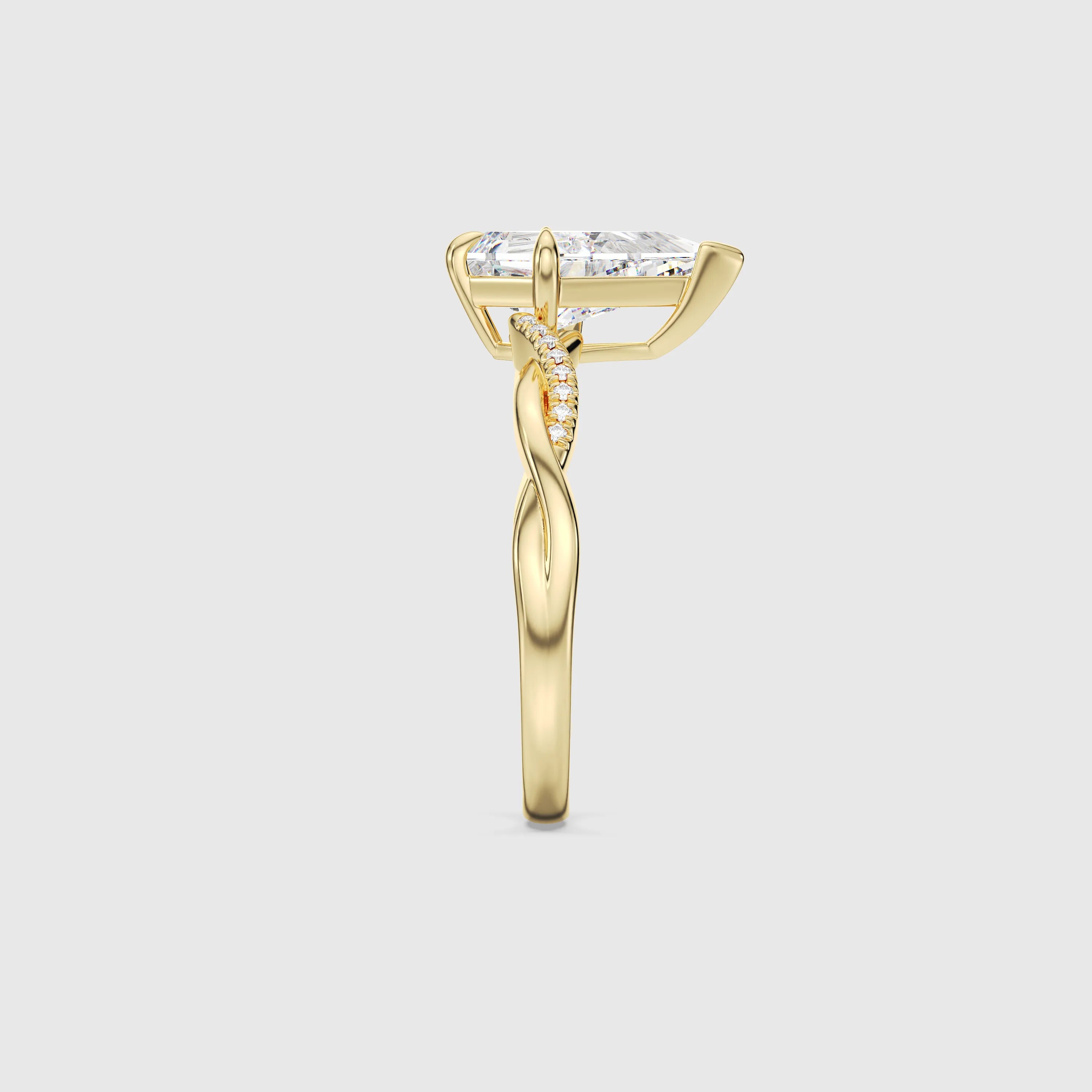 Kite Cut Diamond Twist Engagement Ring