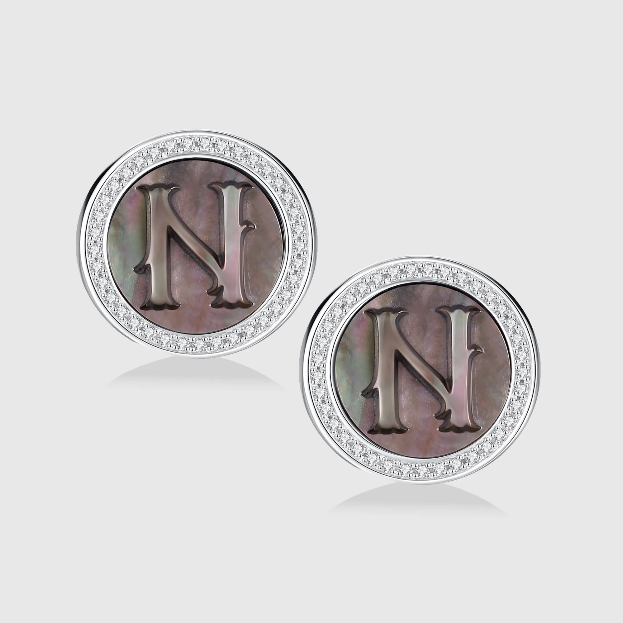 Initial N Stud Earring – Silver & Mother of Pearl
