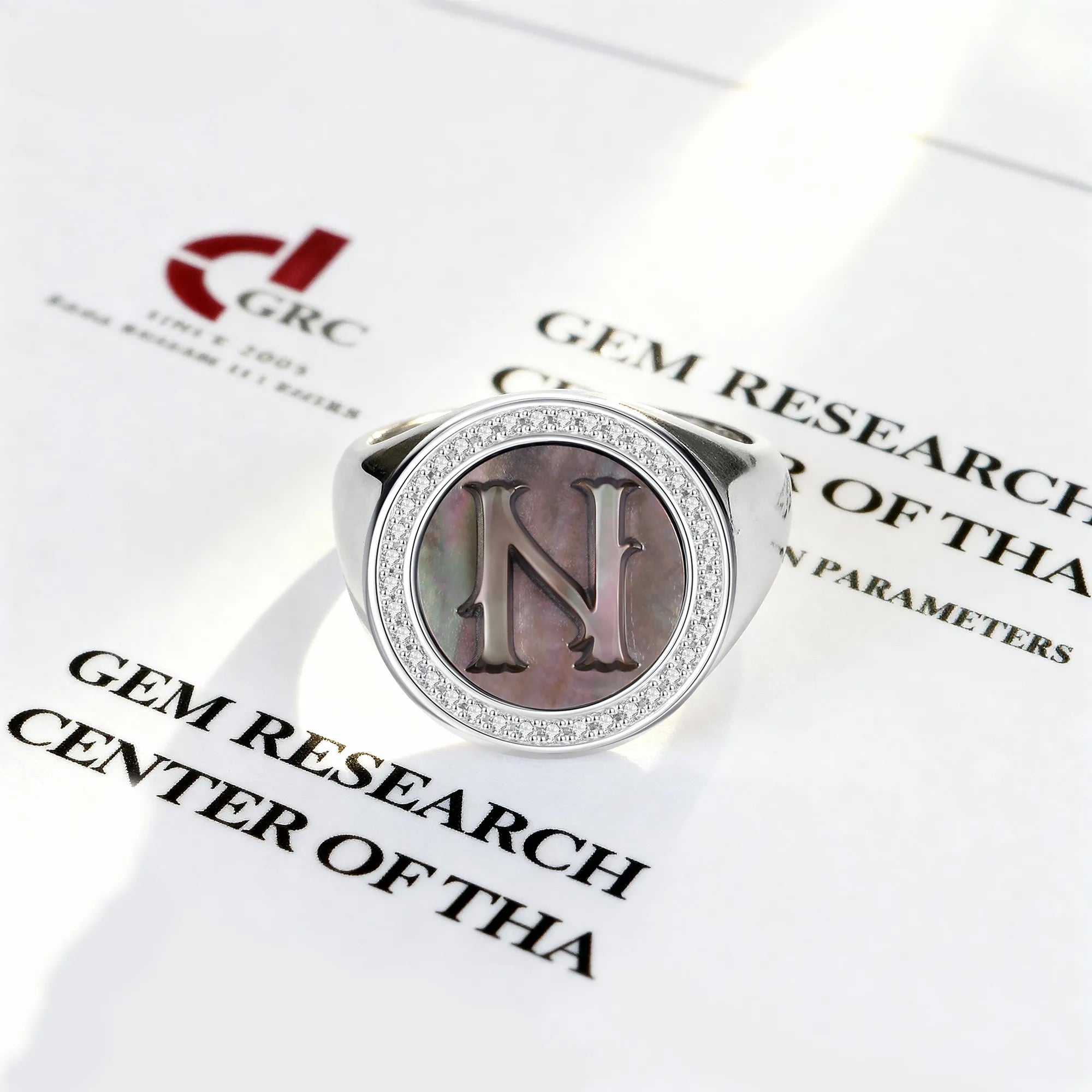 Custom Vintage Signet Alphabet Ring丨Initial N