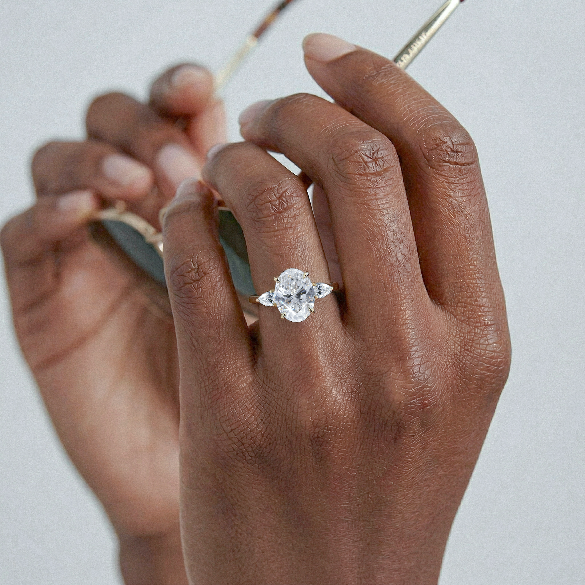 Oval Cut Three Stone Lab Diamond Engagement Ring