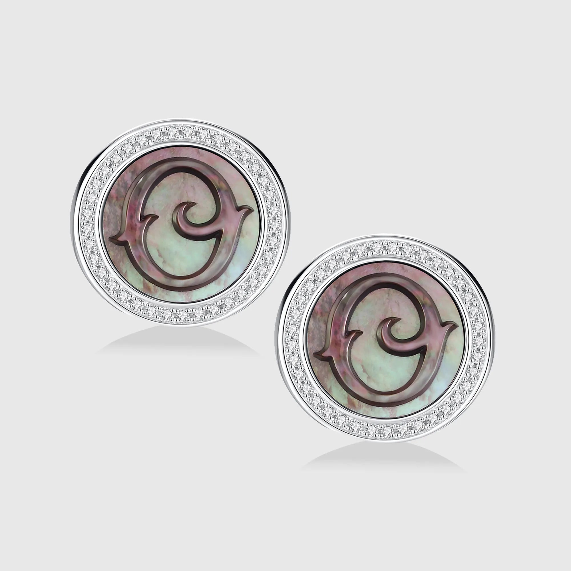 Initial O Stud Earring – Silver & Mother of Pearl