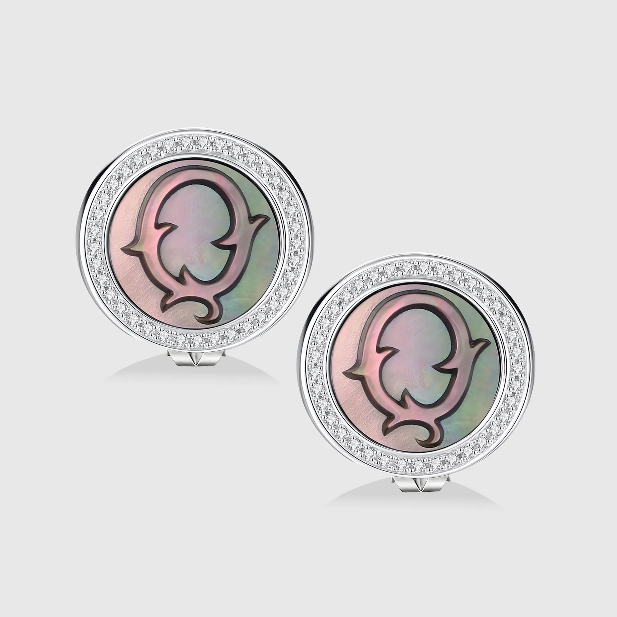 Initial Q Stud Earring – Silver & Mother of Pearl