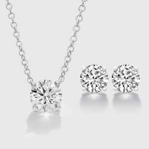 Round Cut Solitaire Lab Diamond  Jewelry Set 1.5CT | Necklace & Stud Earrings 18K