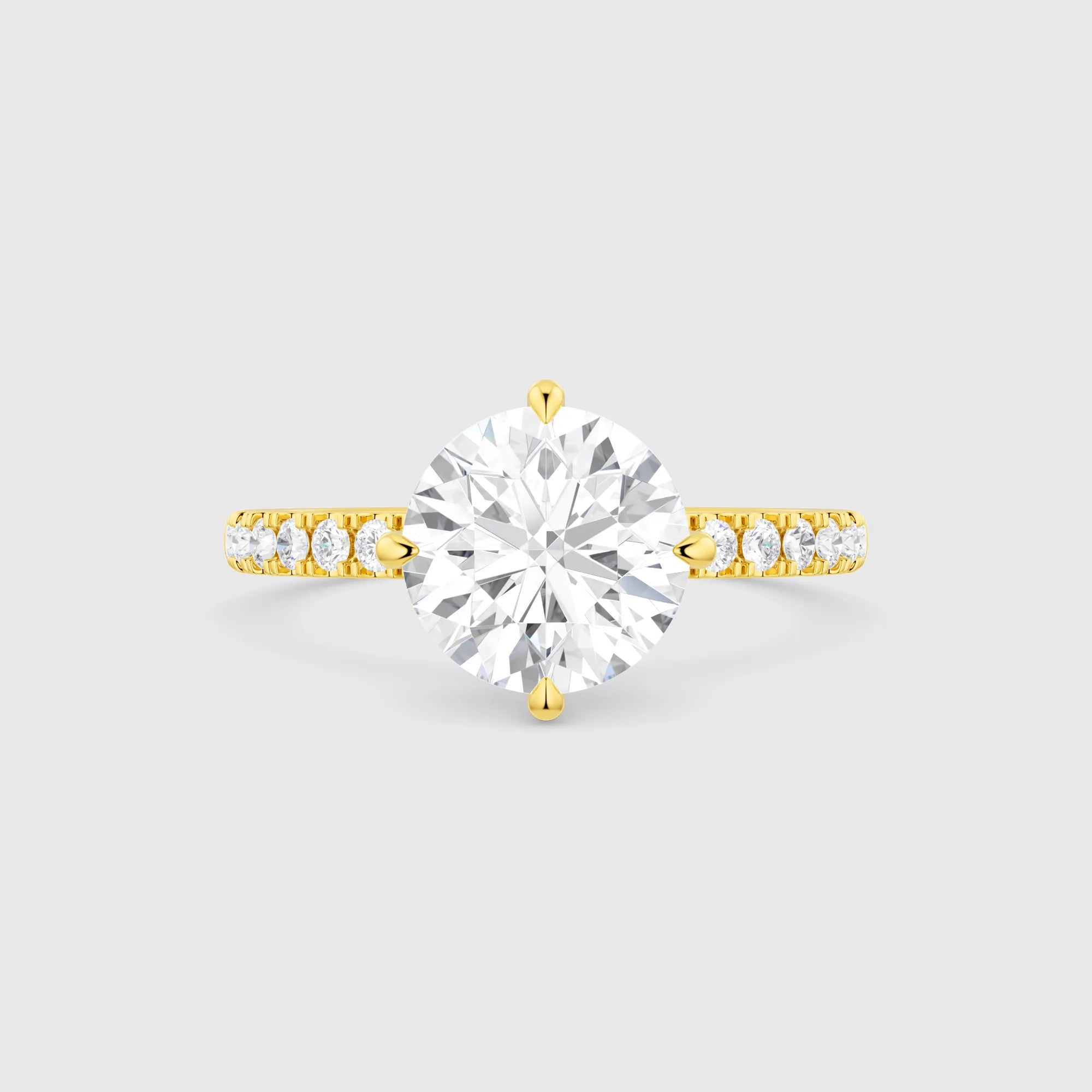Round Cut Lab-Grown Diamond Engagement Ring with Pavé Band
