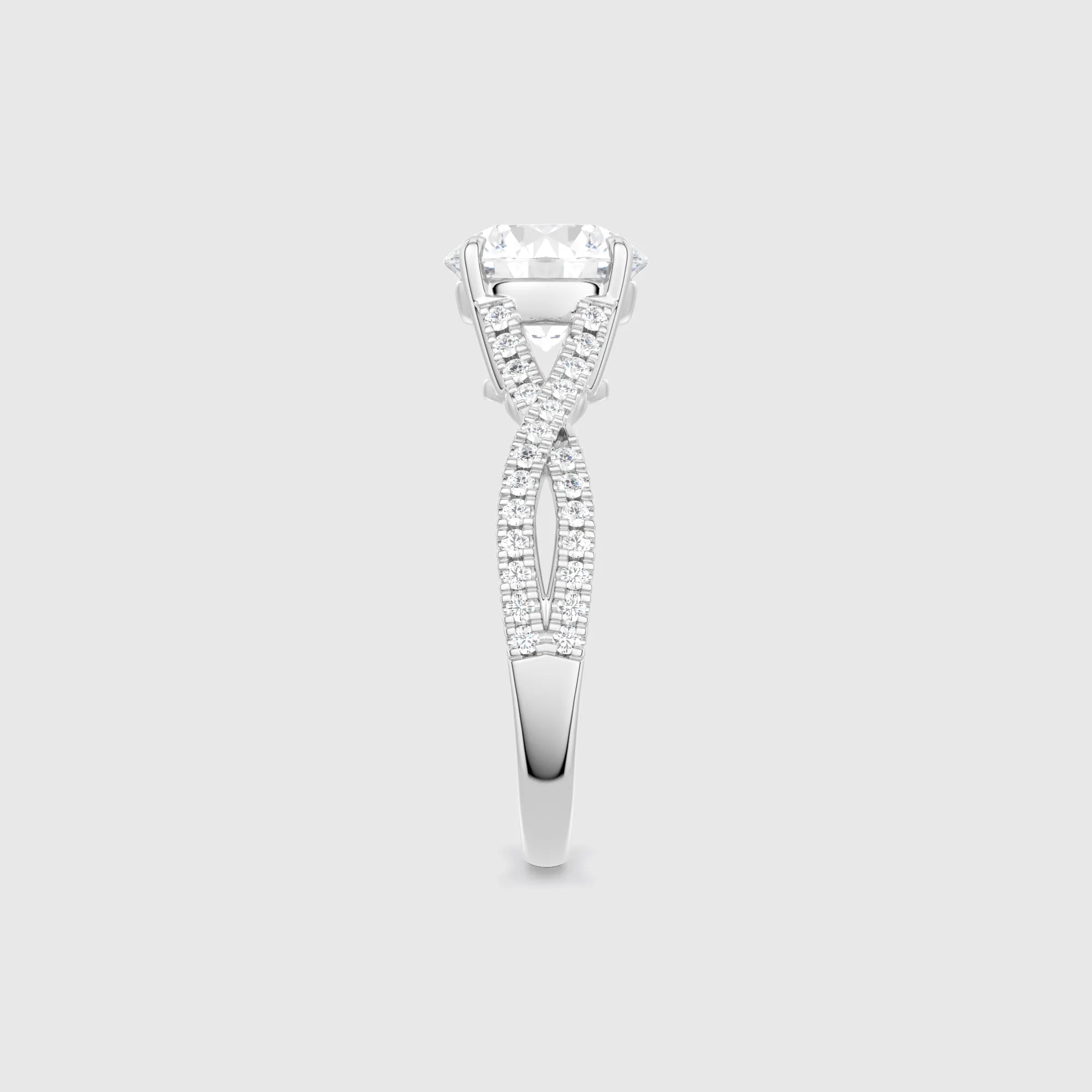 Round Twist Band Lab Diamond Engagement Ring