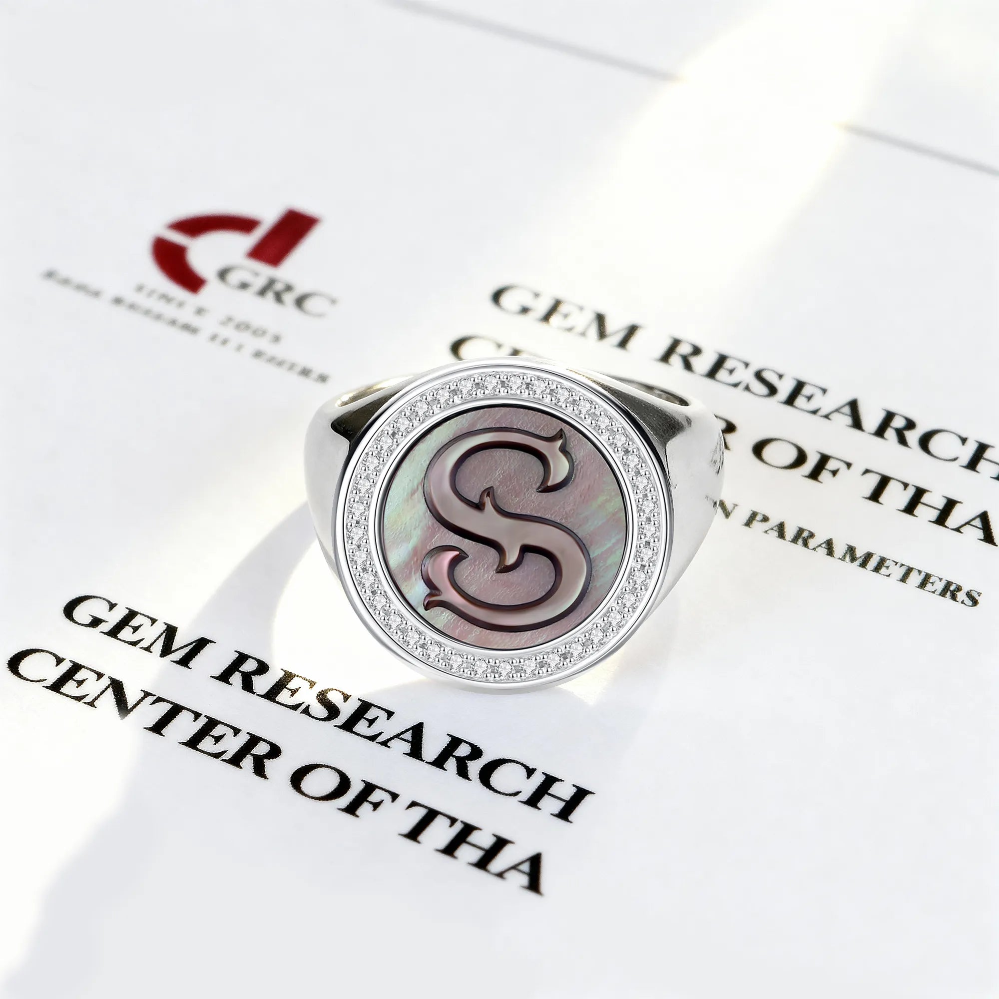 Custom Vintage Signet Alphabet Ring丨Initial S