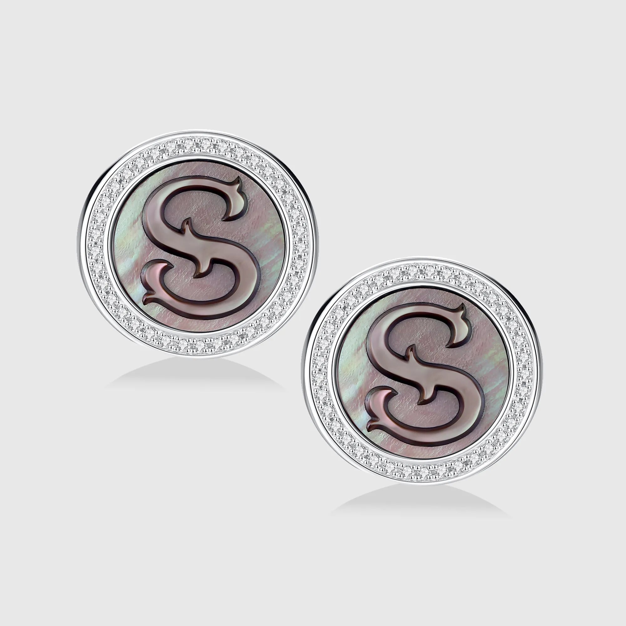 Initial S Stud Earring – Silver & Mother of Pearl