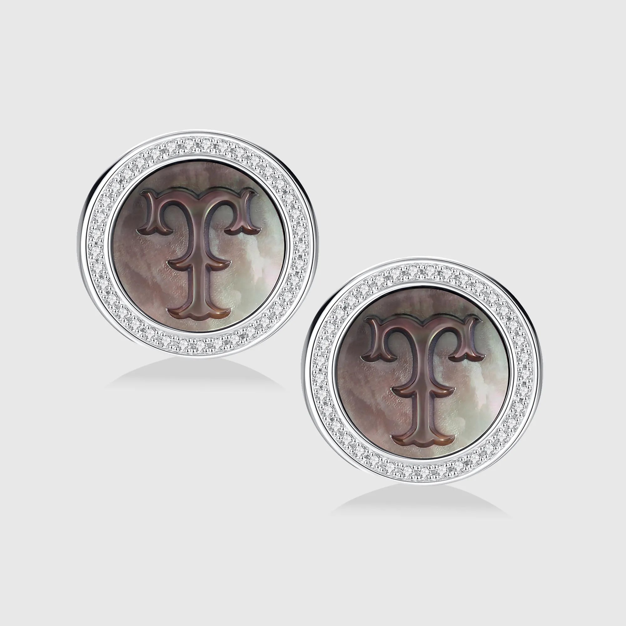 Initial T Stud Earring – Silver & Mother of Pearl