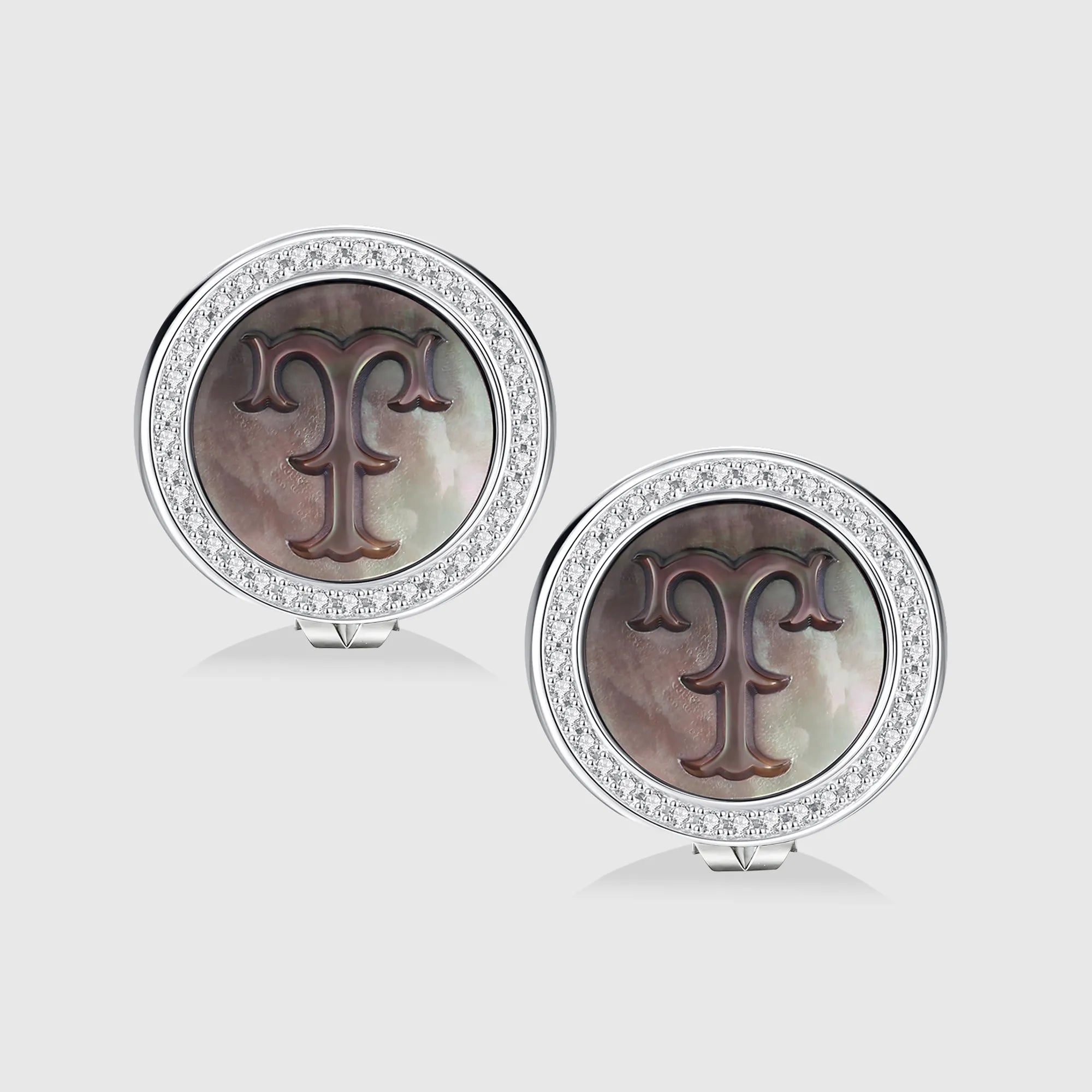 Initial T Stud Earring – Silver & Mother of Pearl